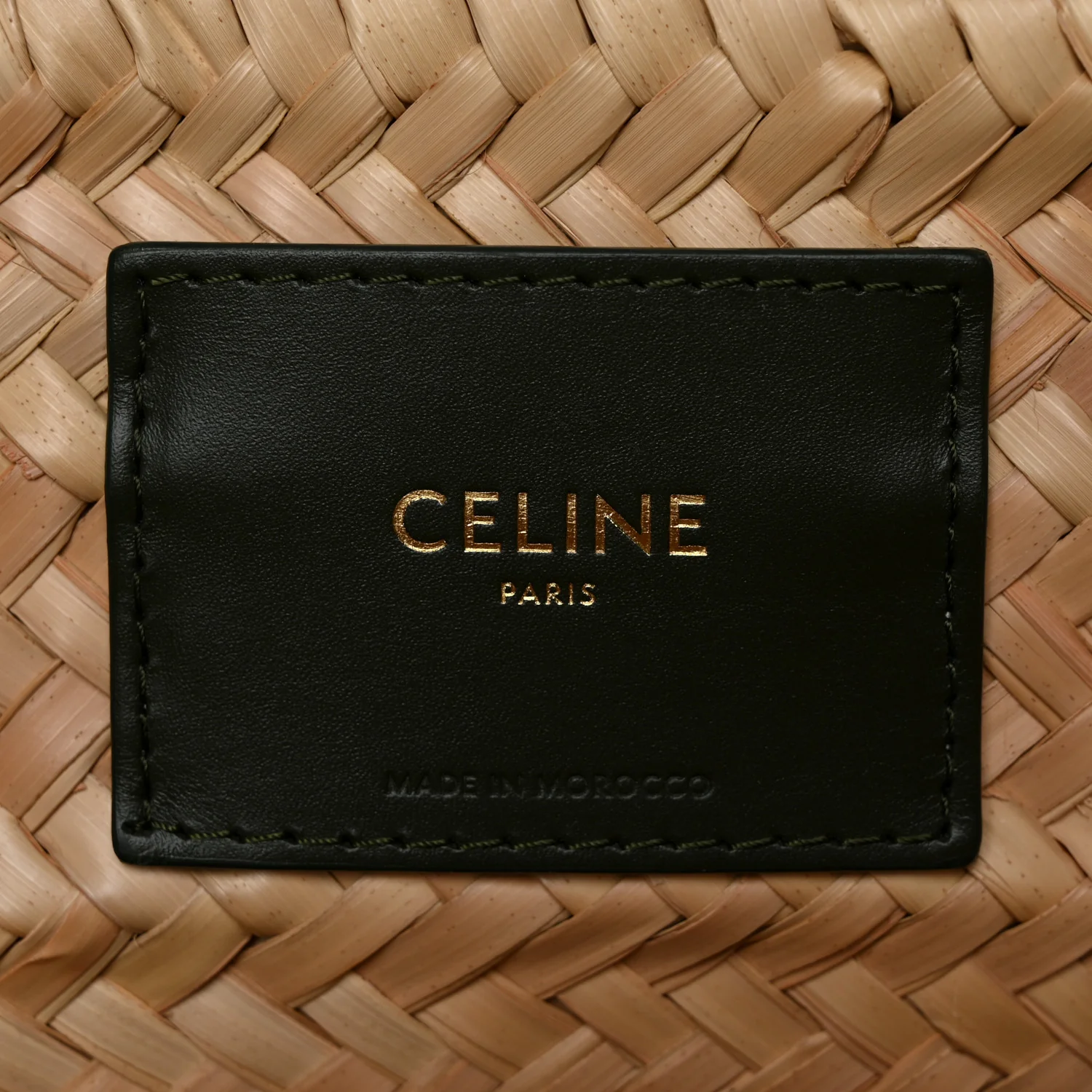 Raffia Calfskin Triomphe Medium Panier  Green