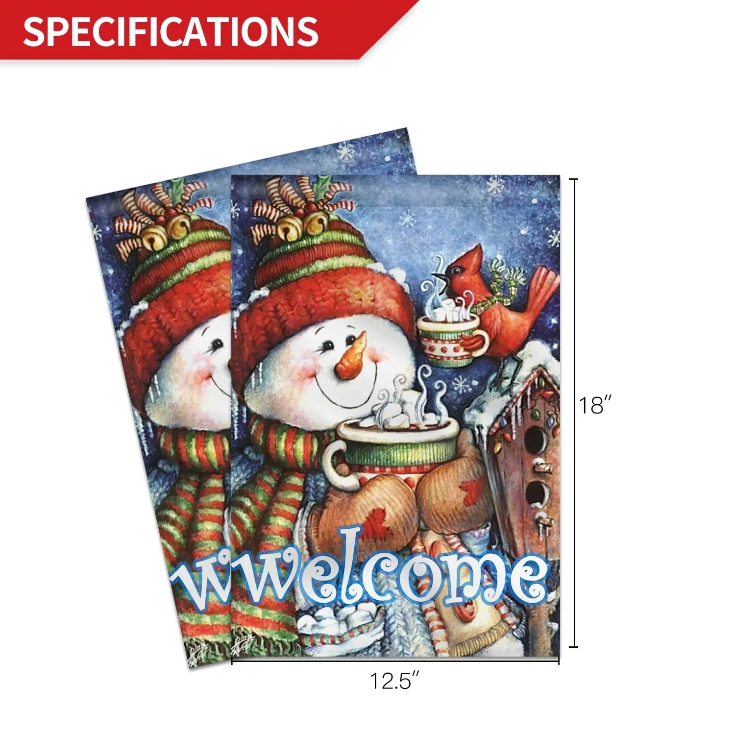 Anley Double Sided Welcome Winter Garden Flag, Snowman Bird Snowflake Garden Flags 18 x 12.5 Inch