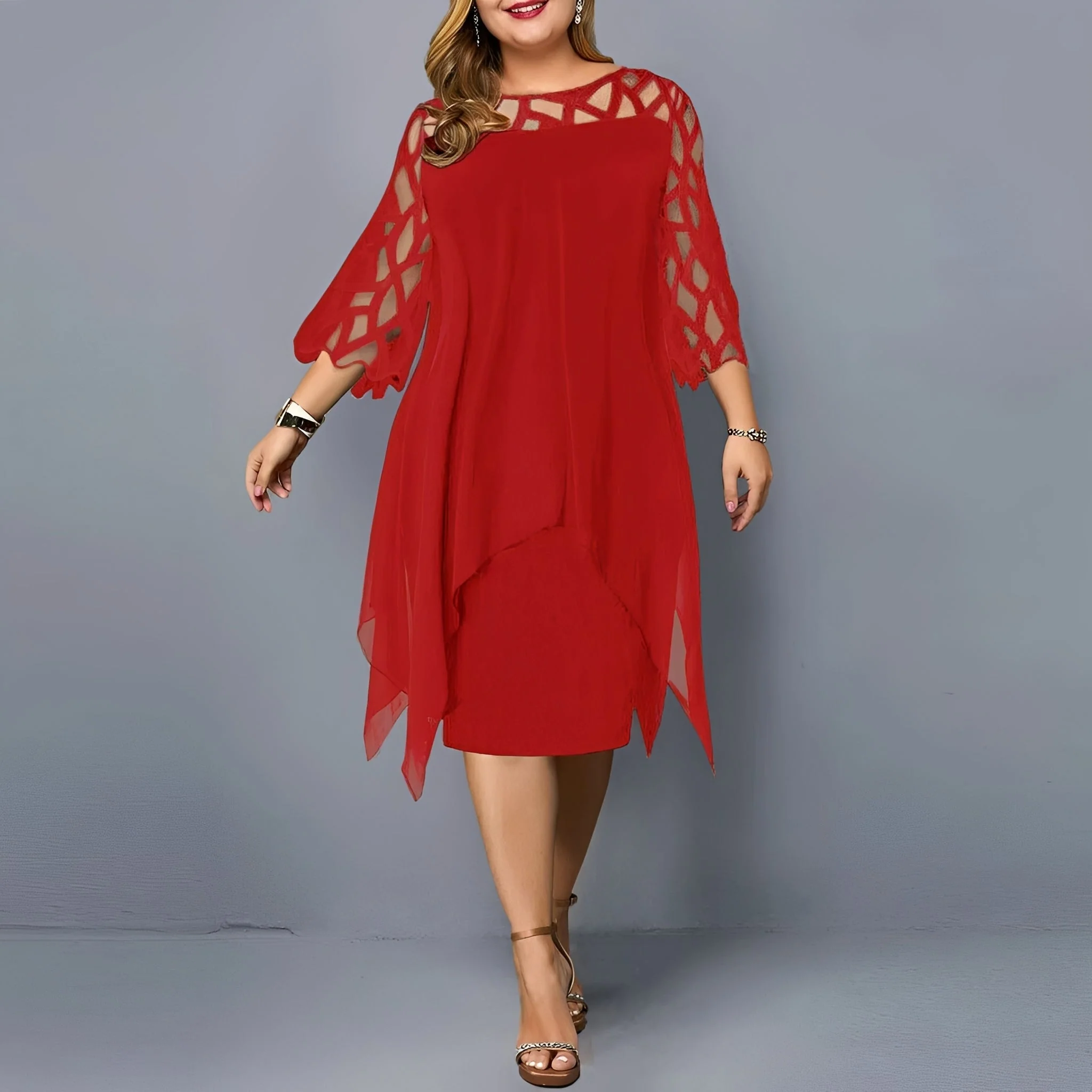 Eleanor - Robe midi en chiffon élégante