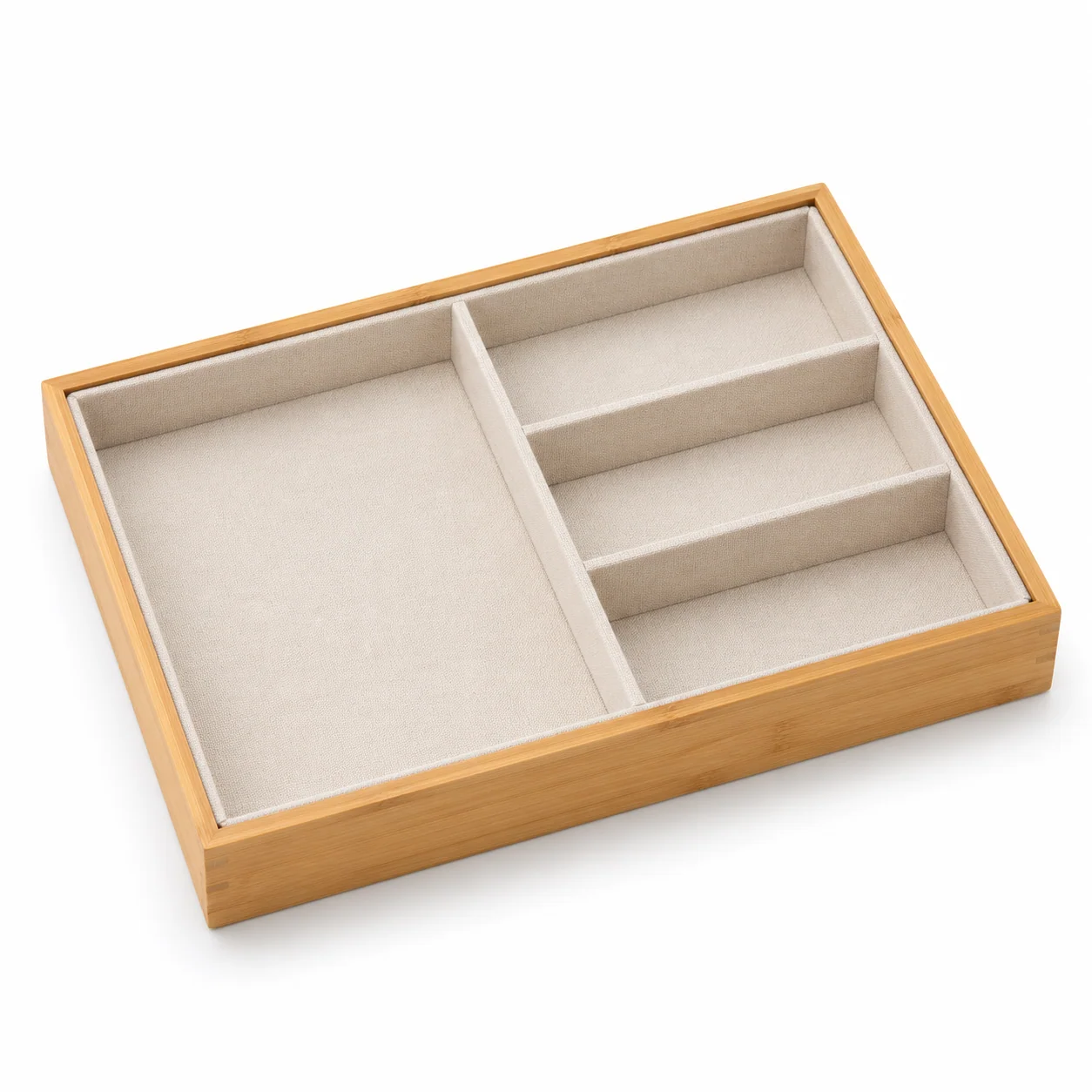 Bamboo Jewelry Drawer Tray with Removable Liner