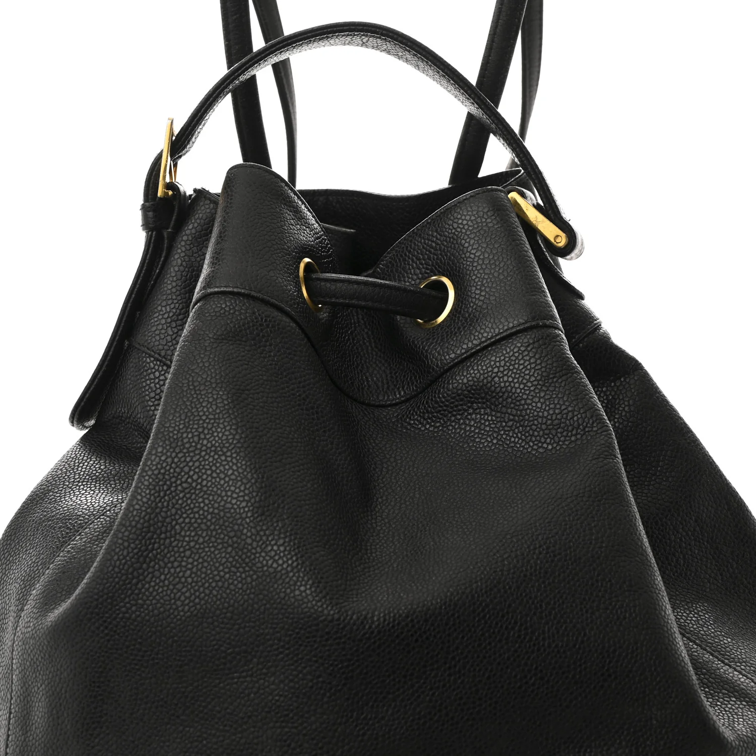 Caviar Quilted Drawstring Backpack Black
