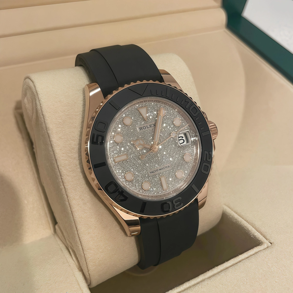 [Super Clone]Rolex Yacht-Master 268655-0019 Diamonds Dial Oysterflex