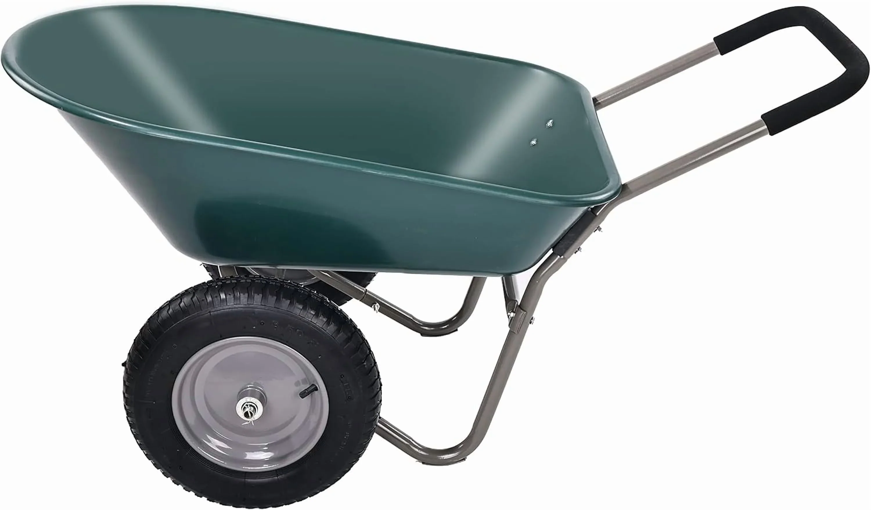 Dual-Wheel Home Garden Yard Utility Wheelbarrow Cart with Built-in Stand