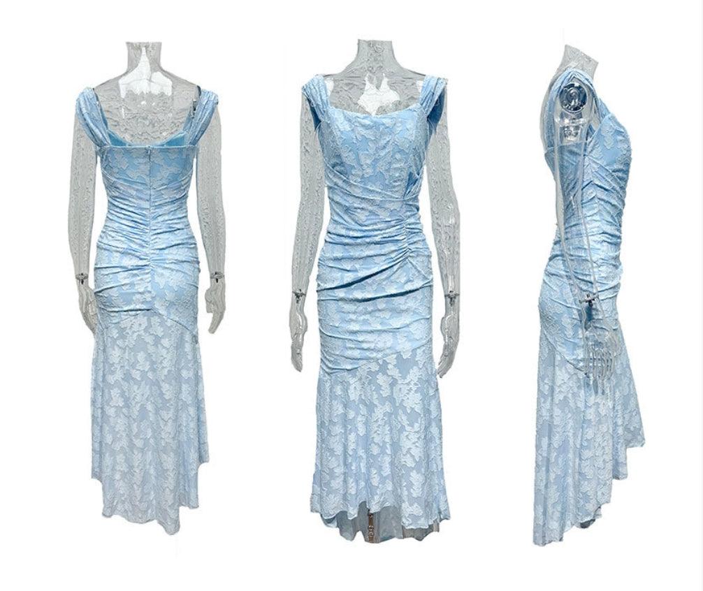 Robe Maxi Fleurie Bleuets