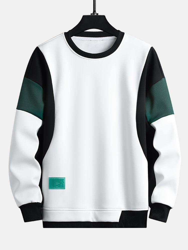 Sweat-shirt patchwork à blocs de couleur
