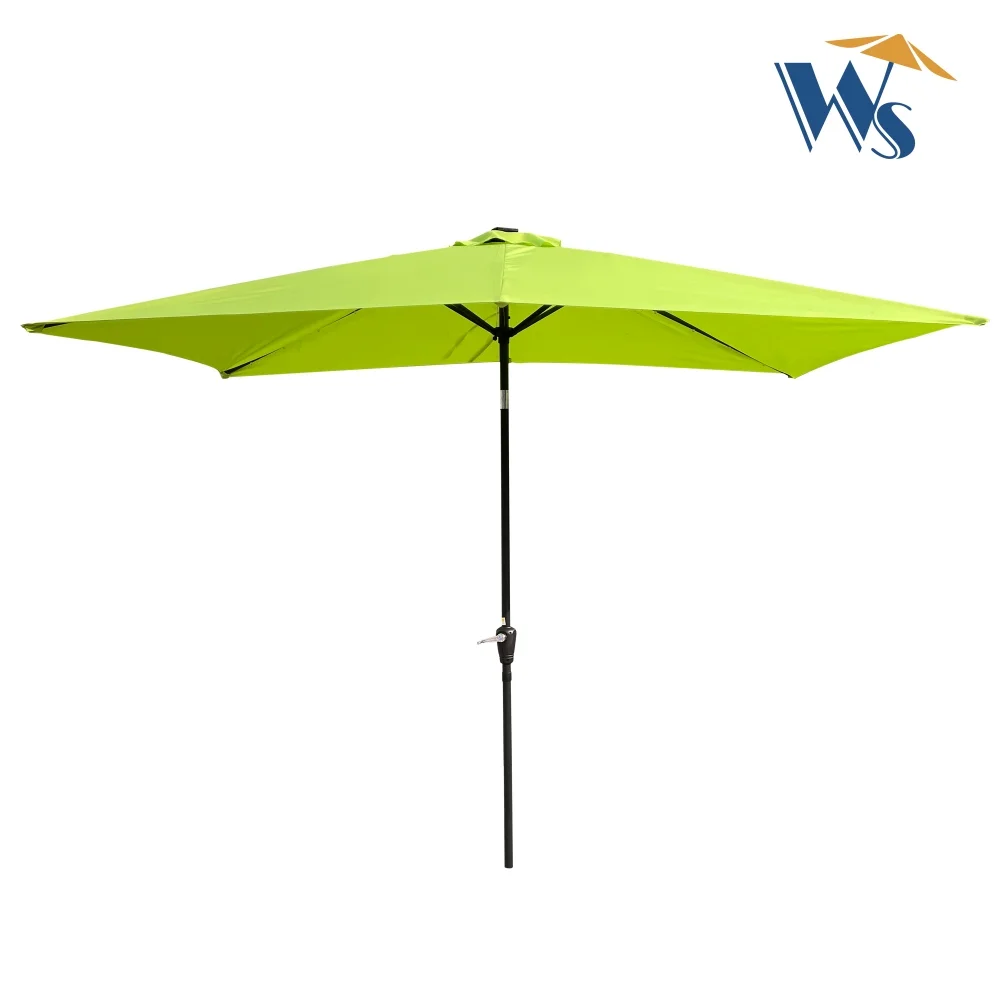 10 x 6.5t Patio Umbrella,Rectangular Picnic Table Umbrella,6-8 Chairs Tilt Umbrella with 26 LED Lights,Waterproof Umbrella Sunshade with Crank and Push Button Tilt for Garden Backyard Pool,Mushroom