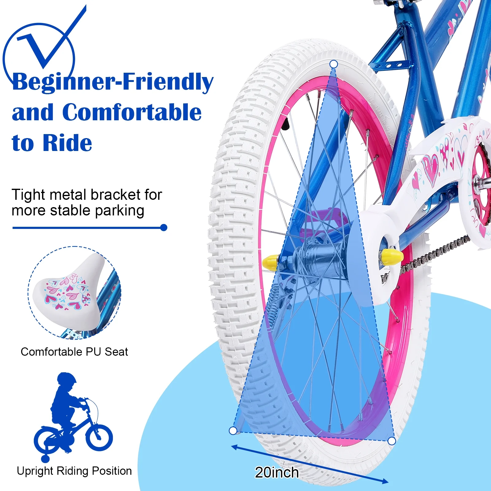 20 Inch Kids Bike Bicycle for 8-12 Years Old Kids,Blue(20") - Image 3