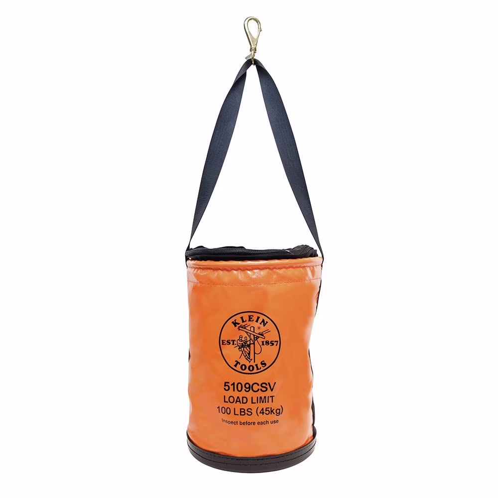 Klein Tools 5109CSV 12 in. Vinyl Utility Tool Bucket with Top Close and Swivel Snap