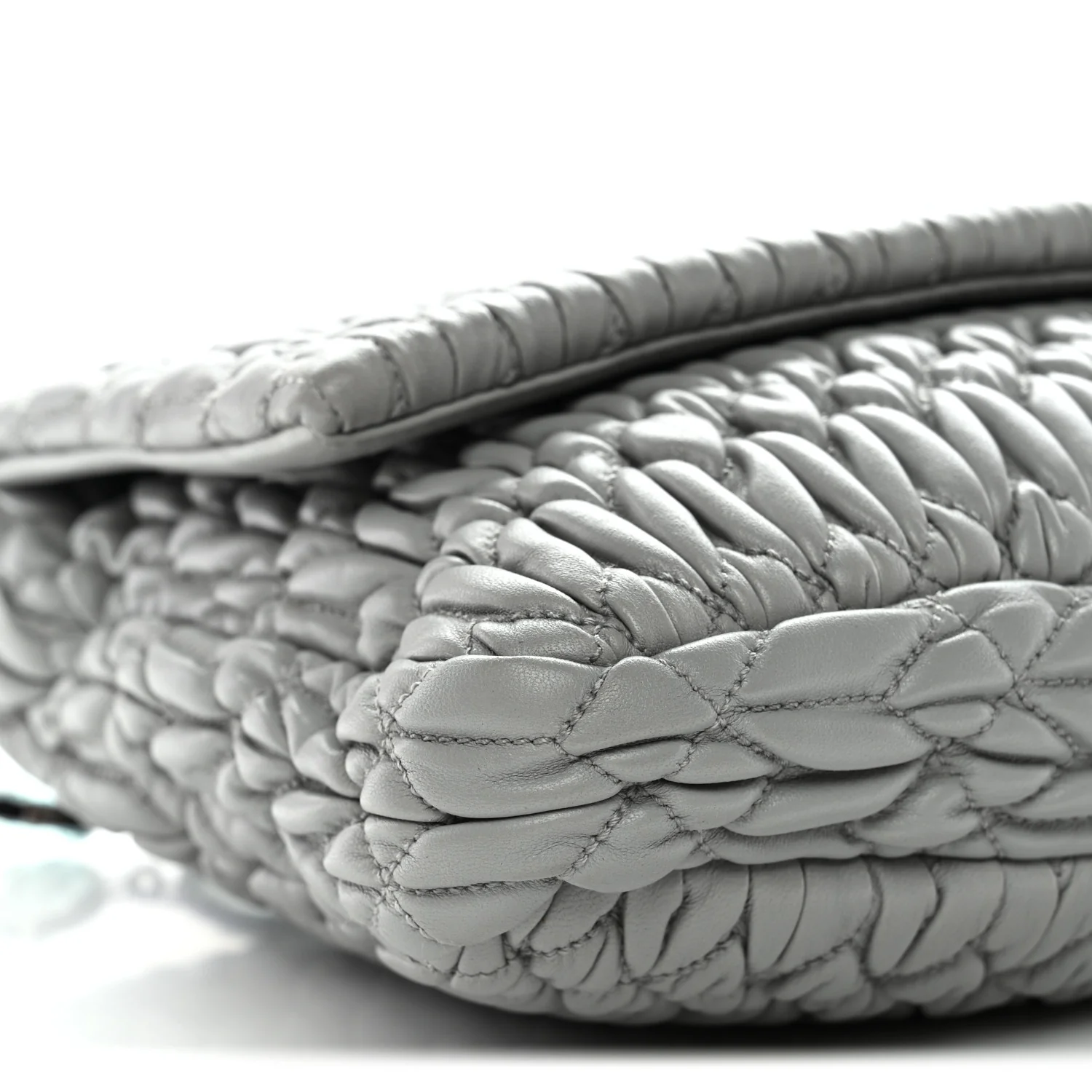 Nappa Matelasse Crystal Flap Clutch Grey