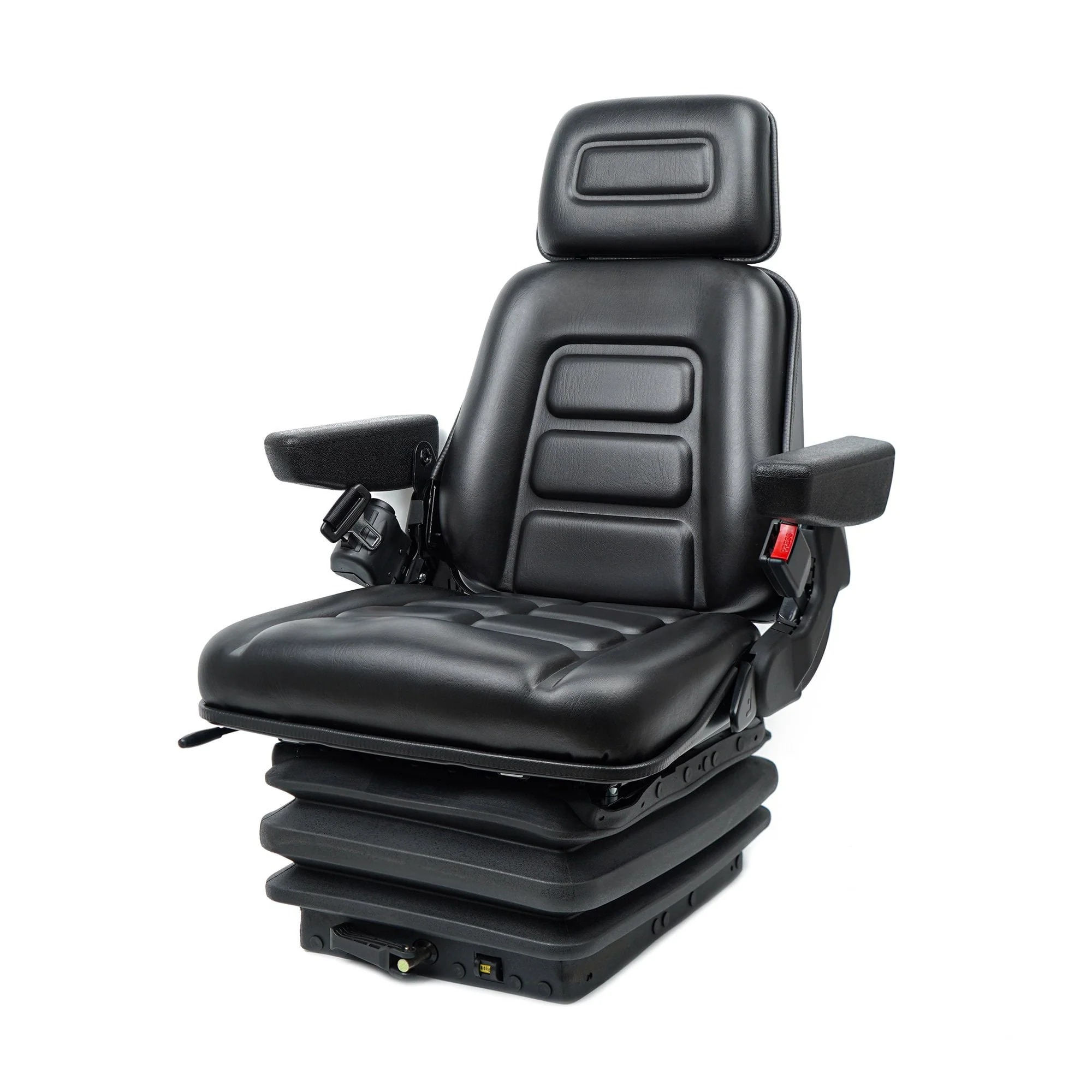 Heavy Duty Tractor Foldable Seat with Suspension, Retractable Seat Belt for Linde Forklift Tractor, Excavator Skid Loader Backhoe Dozer Telehandler