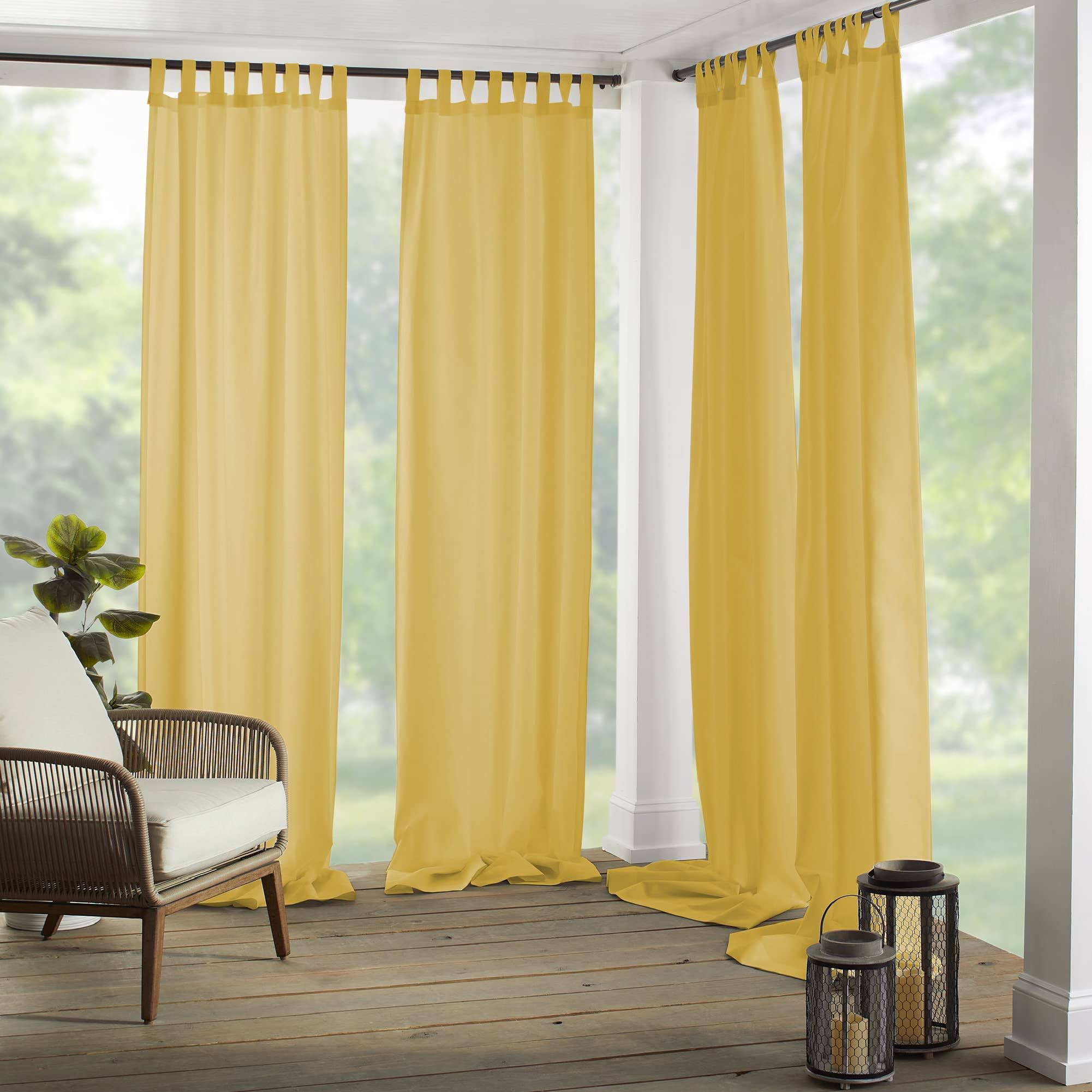 Matine Tab-Top Indoor/Outdoor Window Curtain Panel Yellow 52
