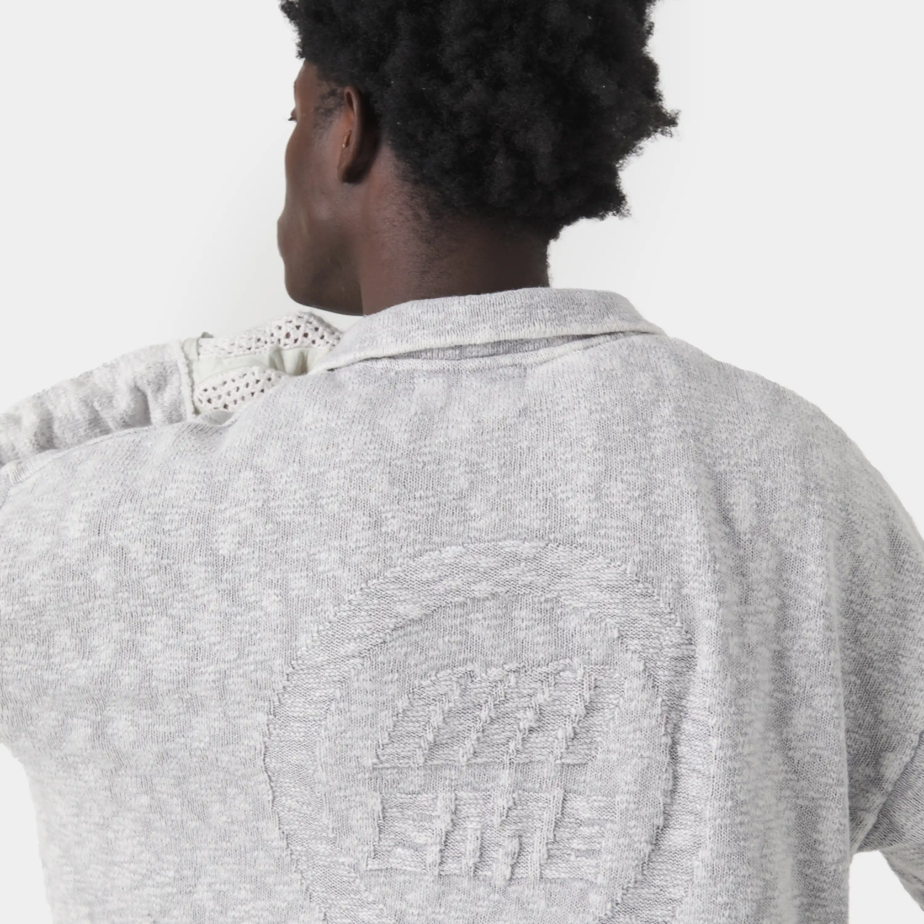 Kiff Grey Distressed Knit Polo