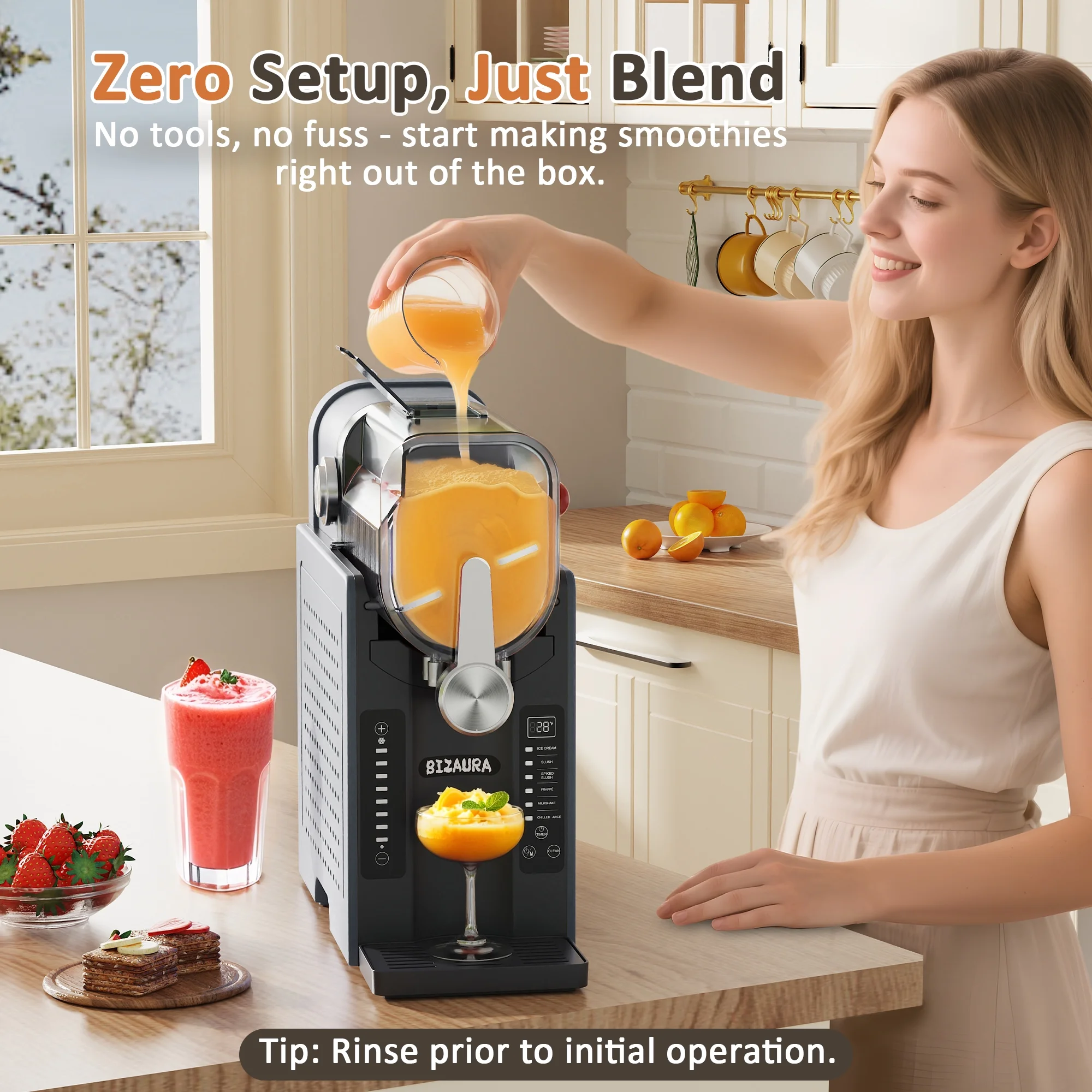 Slushie Machine, Slushy Machine for Home No Ice Need, Professional Frozen Drink Maker, 6 Presets for Milkshakes, Frapp��s, Slush, Ice Cream(Gray) - Image 2