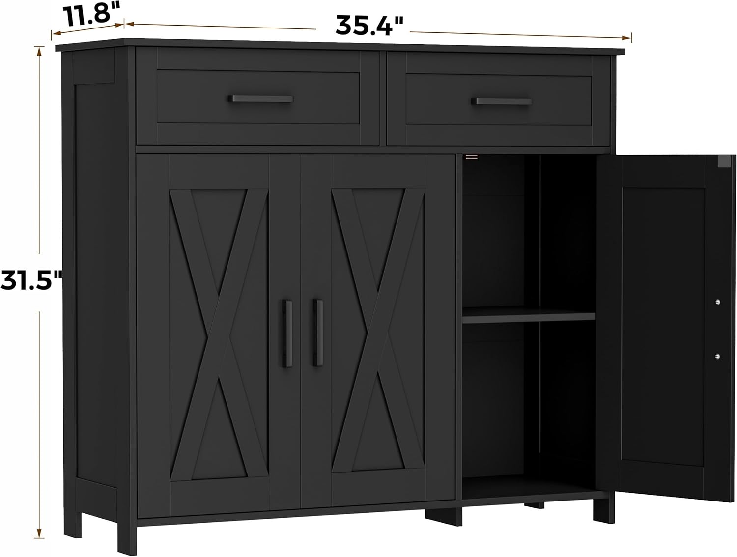 Homhedy Coffee Bar Storage Cabinet with Drawers, Kitchen Buffet Cabinet