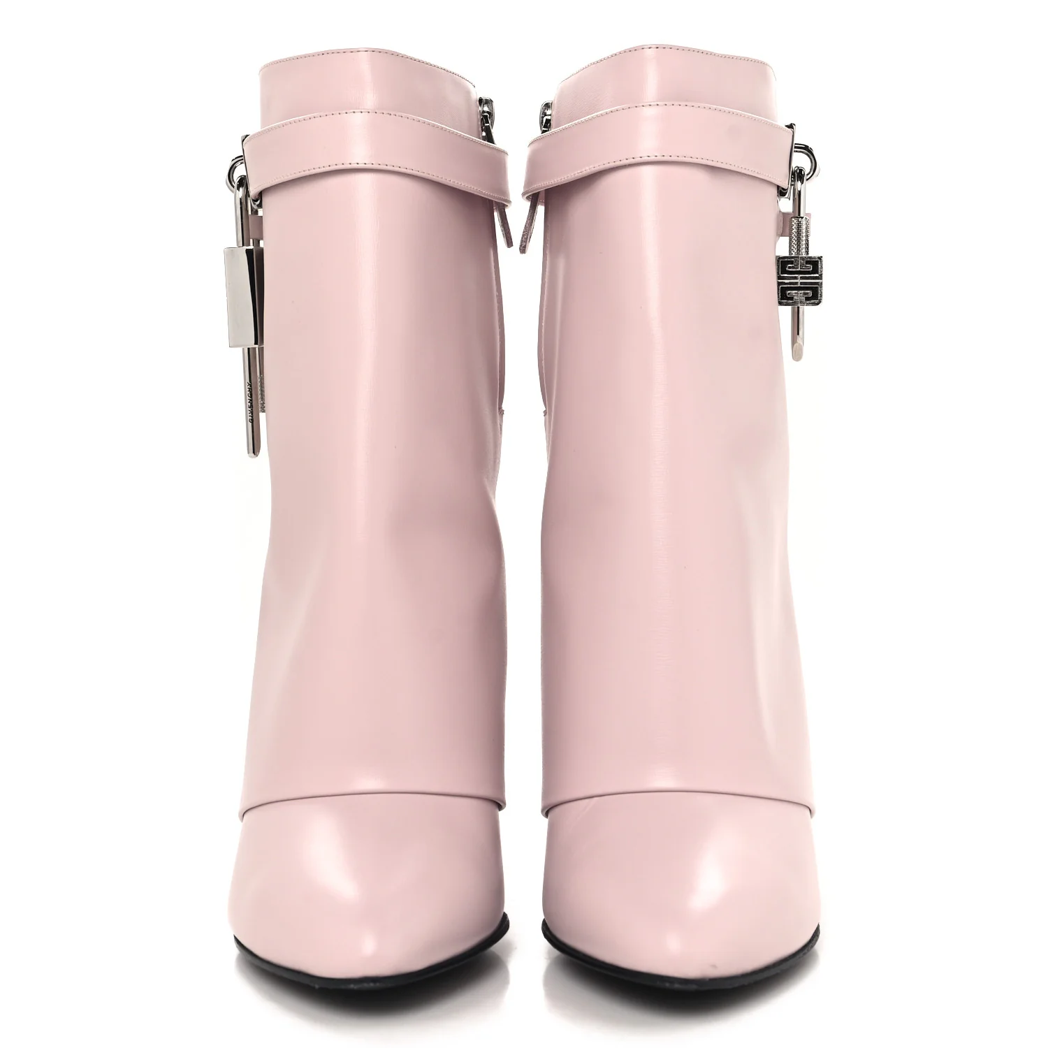 Calfskin Shark Lock Ankle Boots 41 Light Pink