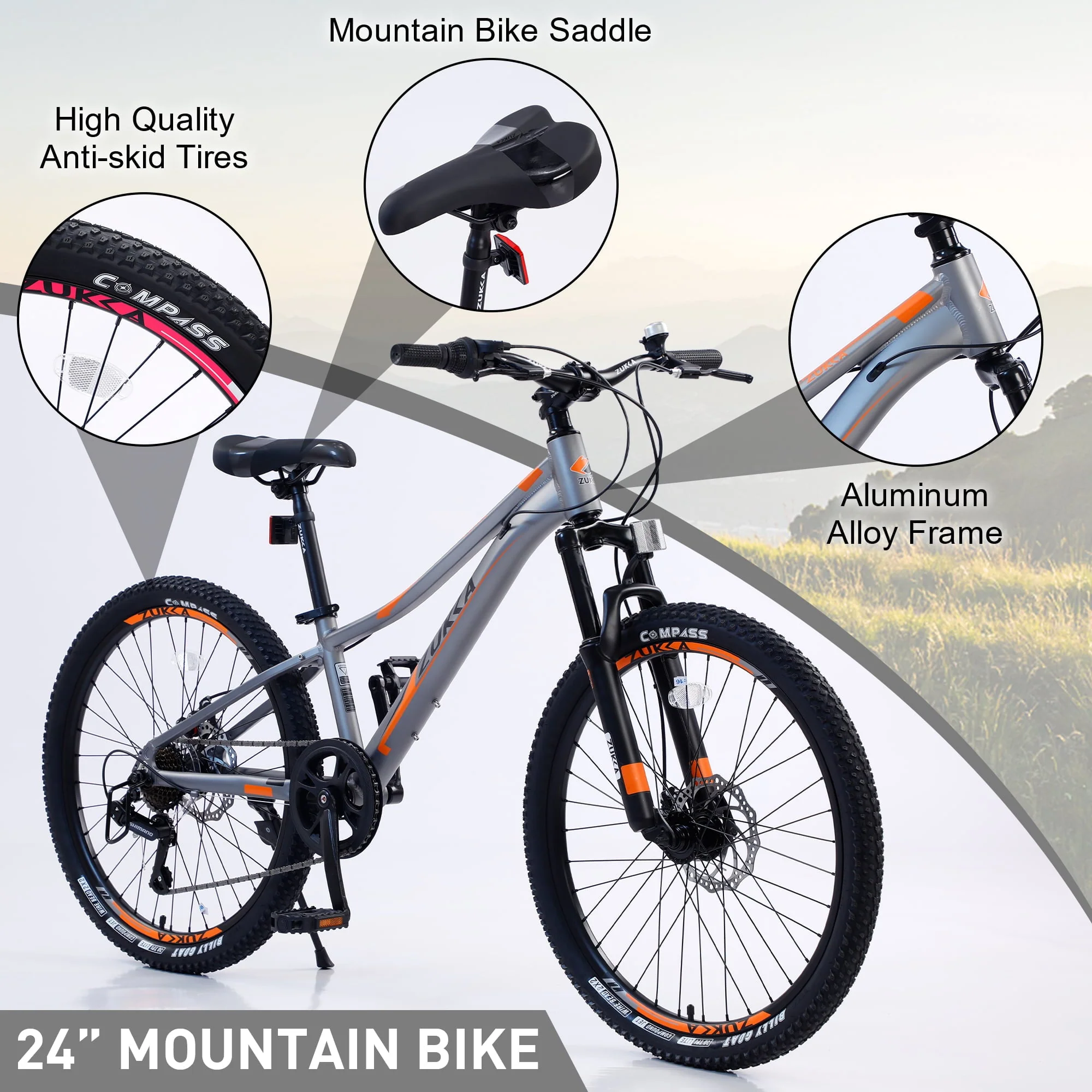 24 inch Mountain Bike Aluminum Alloy Frame 7 Speed Bicycle for Unisex Students Image 6