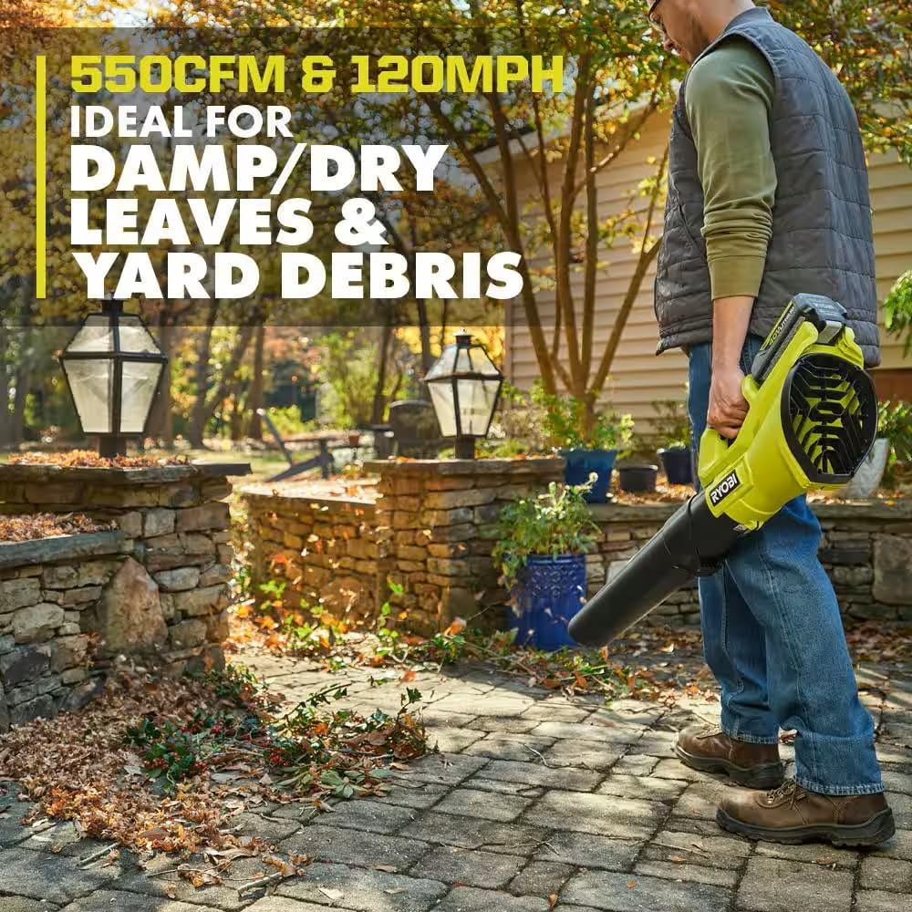 40-Volt Lithium-Ion Cordless Variable-Speed 120 MPH 550 CFM Leaf Blower (Tool-Only); Battery and Charger Not Included, Green, RY40LB01B - Image 5