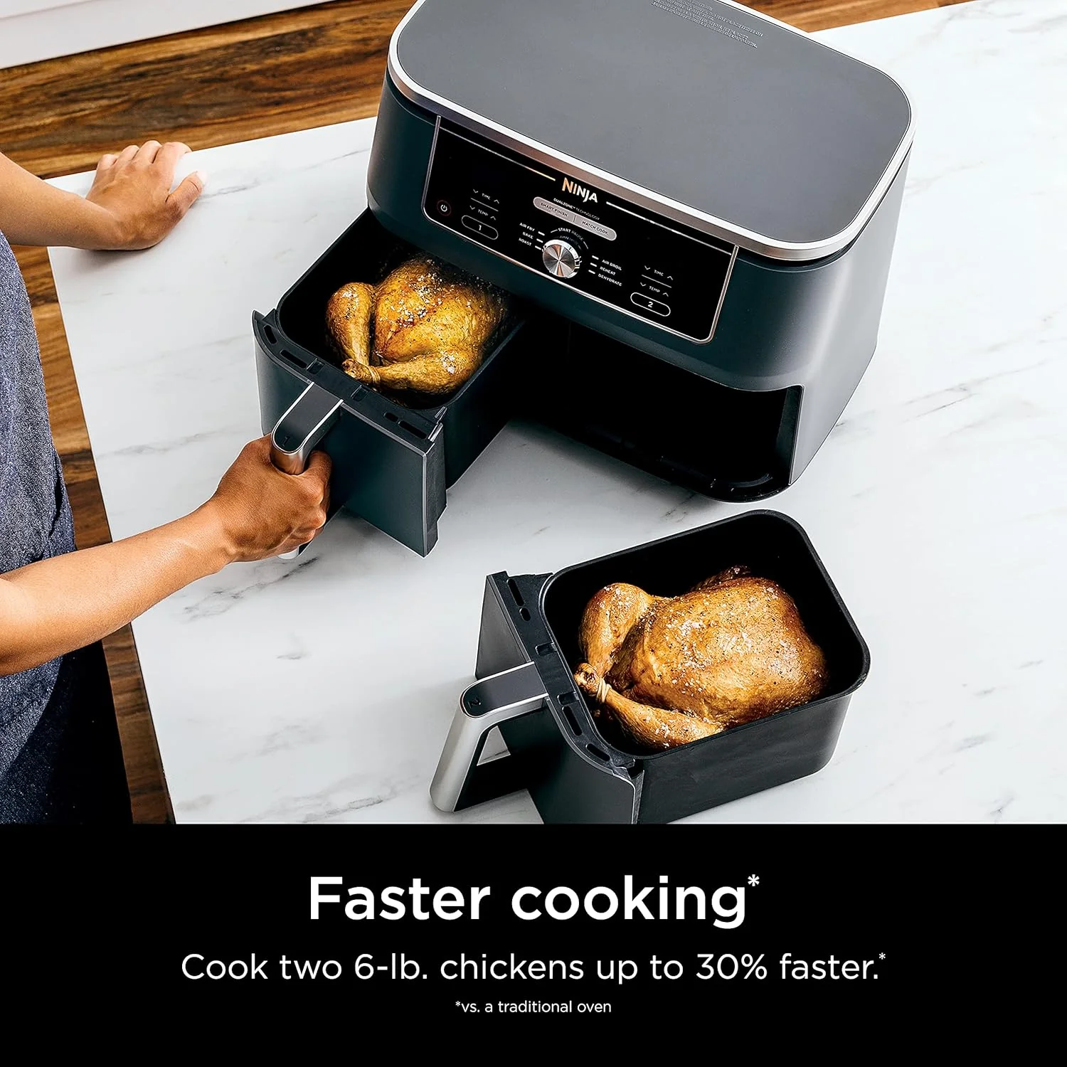 Friteuse à air Ninja Foodi 6-en-1 FlexBasket avec MegaZone de 7 pintes et séparateur de panier
