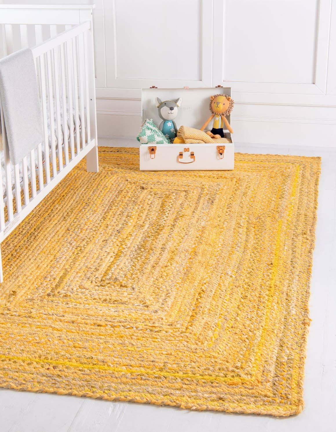 Unique Loom Braided Chindi Rug Yellow 2x3 ft
