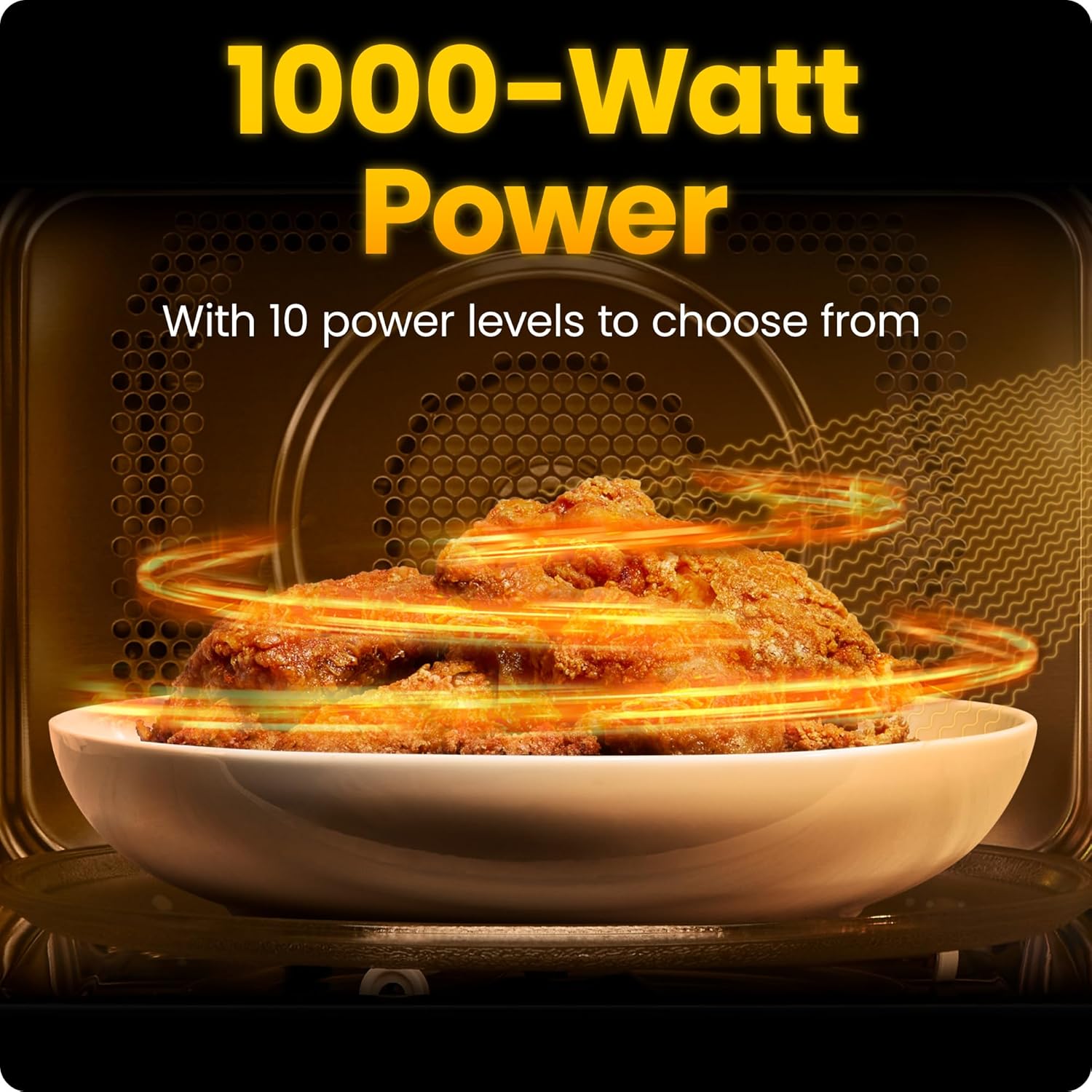 Chefman Countertop Microwave Oven 1.1 Cu 1000 Watts with 10 Power Levels, 6 Cooking Presets with One-Touch Express Cook, Eco Mode, Child Safety Lock, & Mute Button - Black