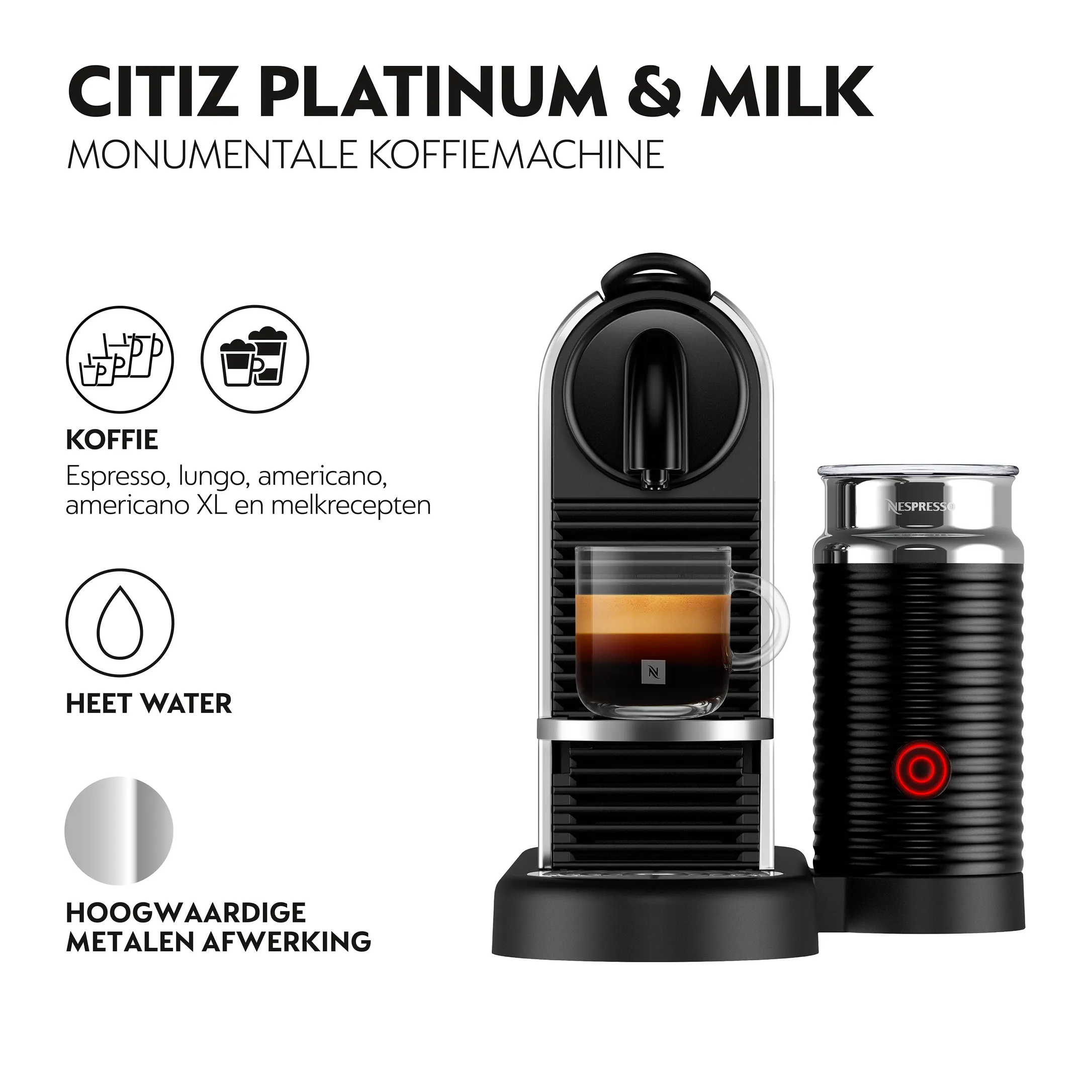 De'Longhi Nespresso Koffiemachine Citiz & Milk Platinum Stainless Steel
