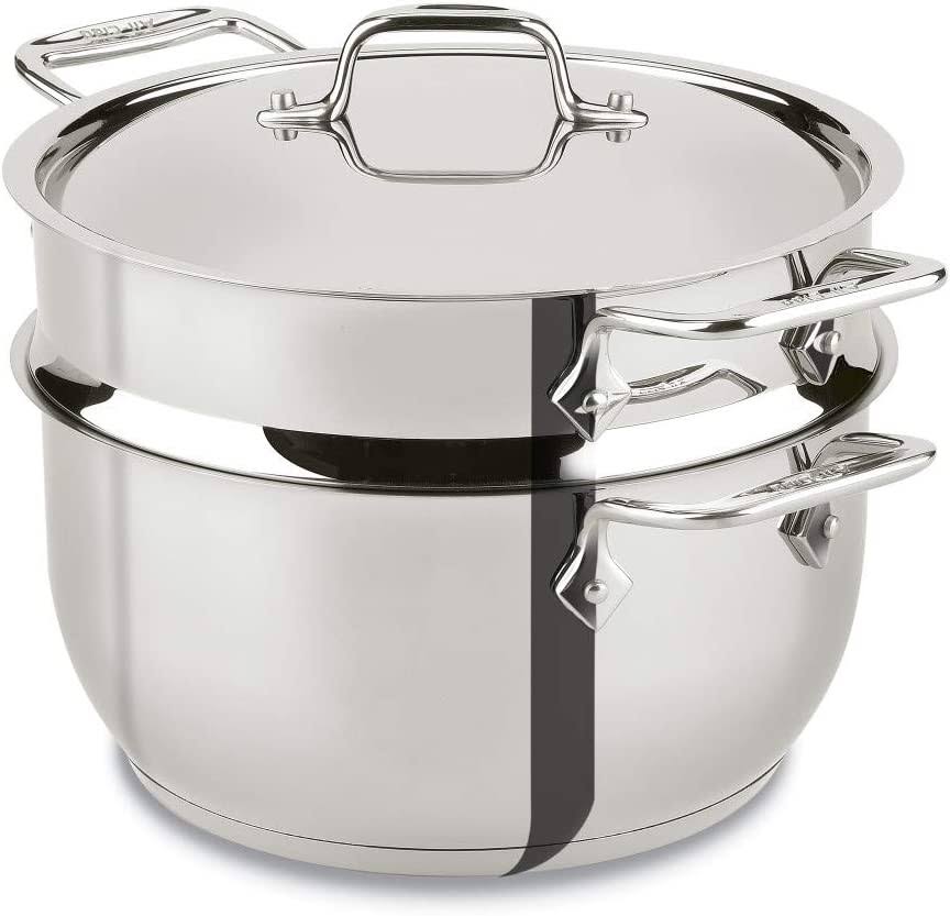 All-Clad E414S564 Stainless Steel Steamer Cookware 5-Quart Silver