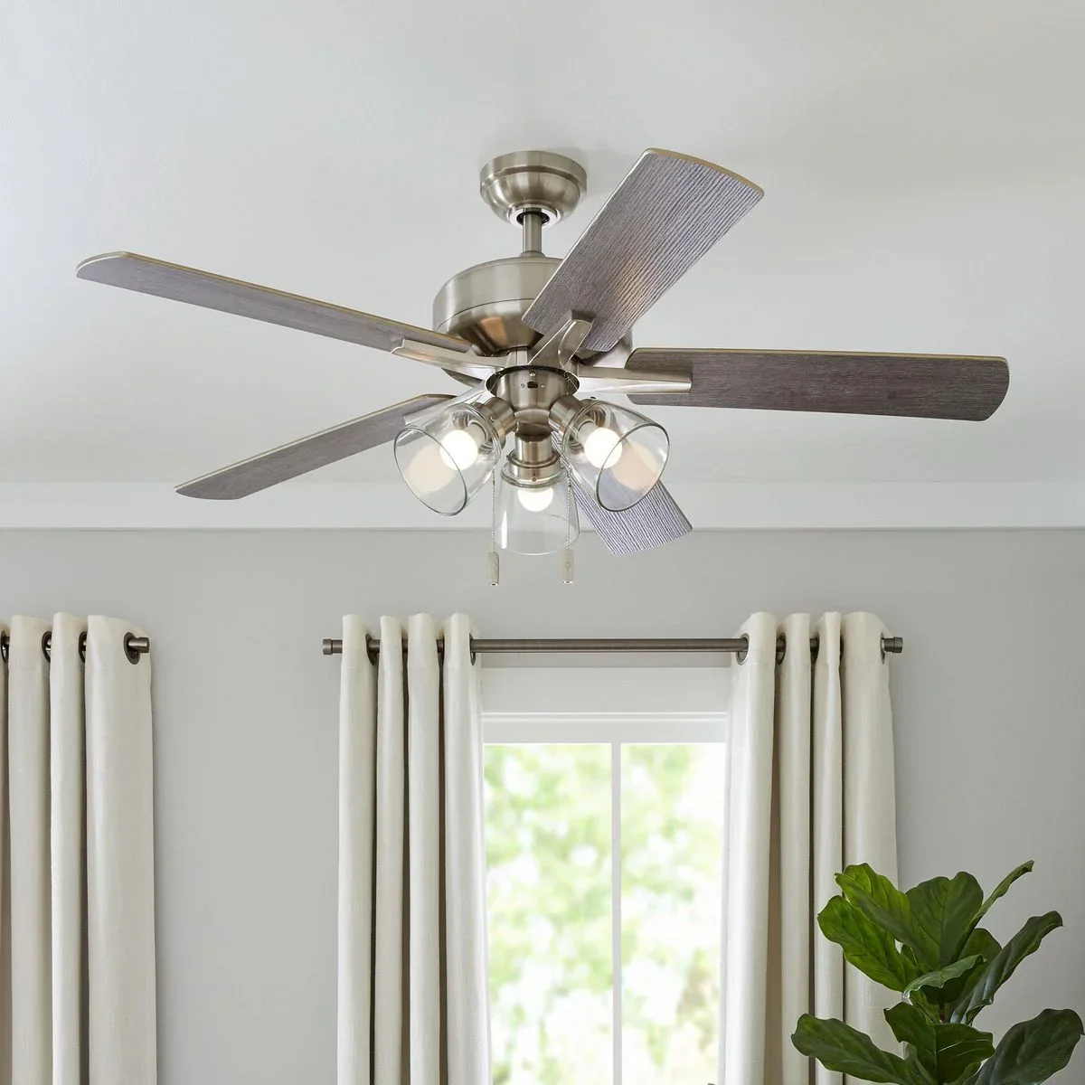 Better Homes & Gardens 52 Bronze Transitional Ceiling Fan, 5 Reversible Blades, 3 LED Bulbs Included
