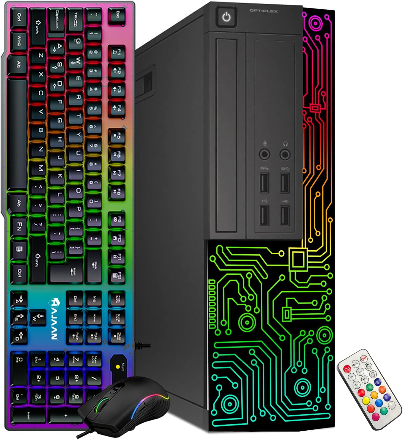 Dell Gaming OptiPlex Desktop RGB Computer PC  Intel Core i7  GeForce GT 1030 2GB GDDR5  16GB RAM  512GB SSD  24 Inch HDMI Monitor  Keyboard Mouse and Headset  WiFi  Windows 11 Pro (Renewed)