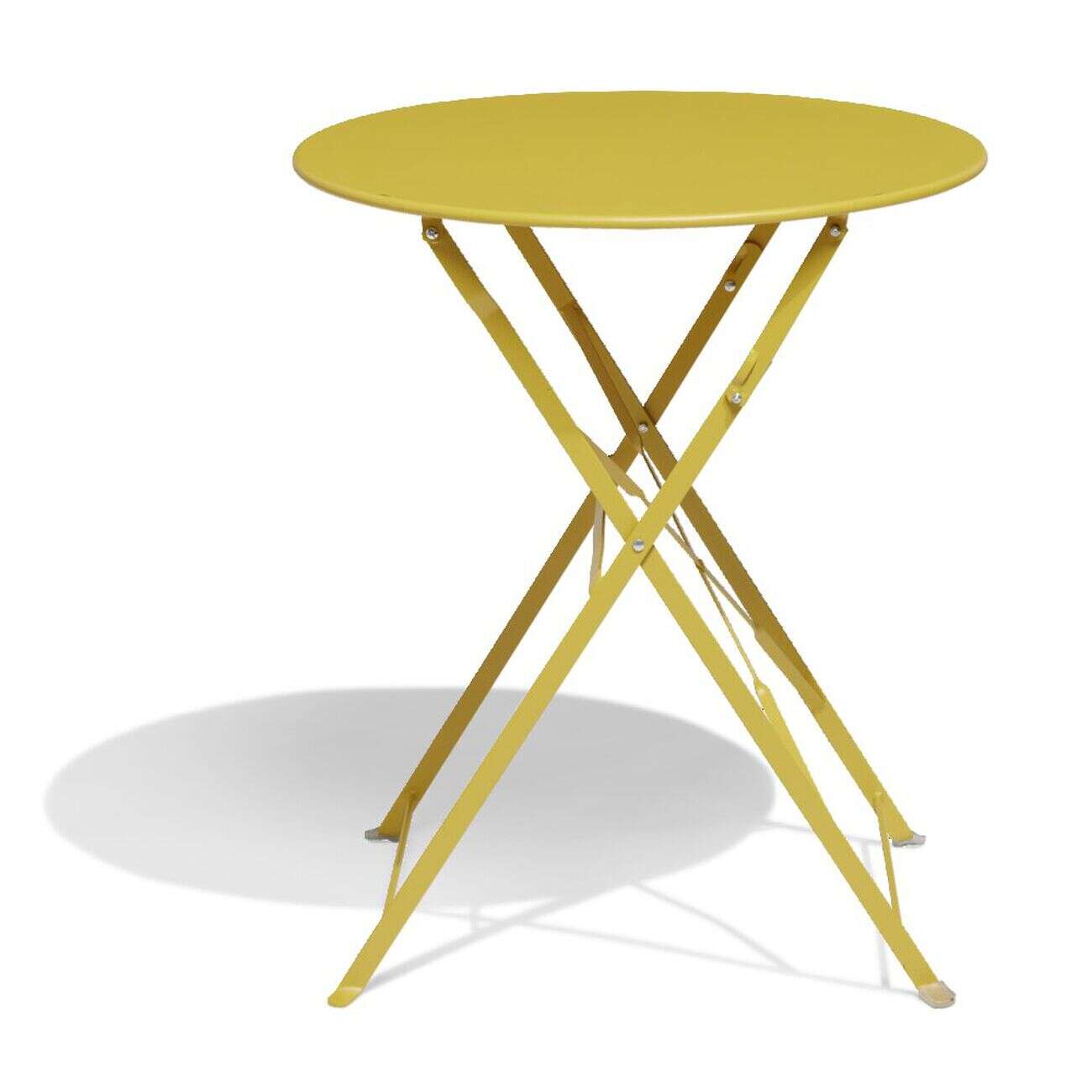 Table de jardin ronde Rio pliante métal jaune Ø60cmxH70cm