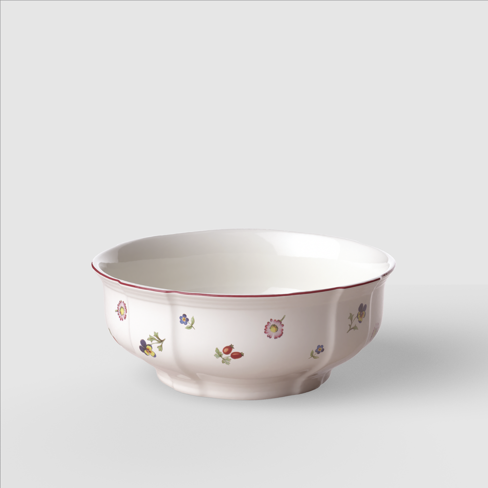 Petite Fleur Serving Bowl - White, 44 oz, Premium Porcelain