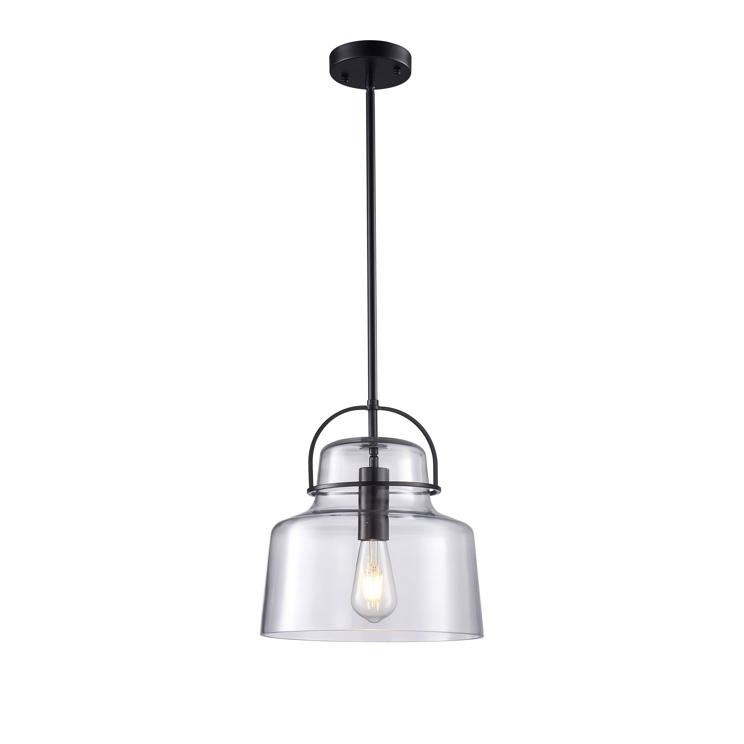 Teresa Glass Pendant Matt Black 30x51cm