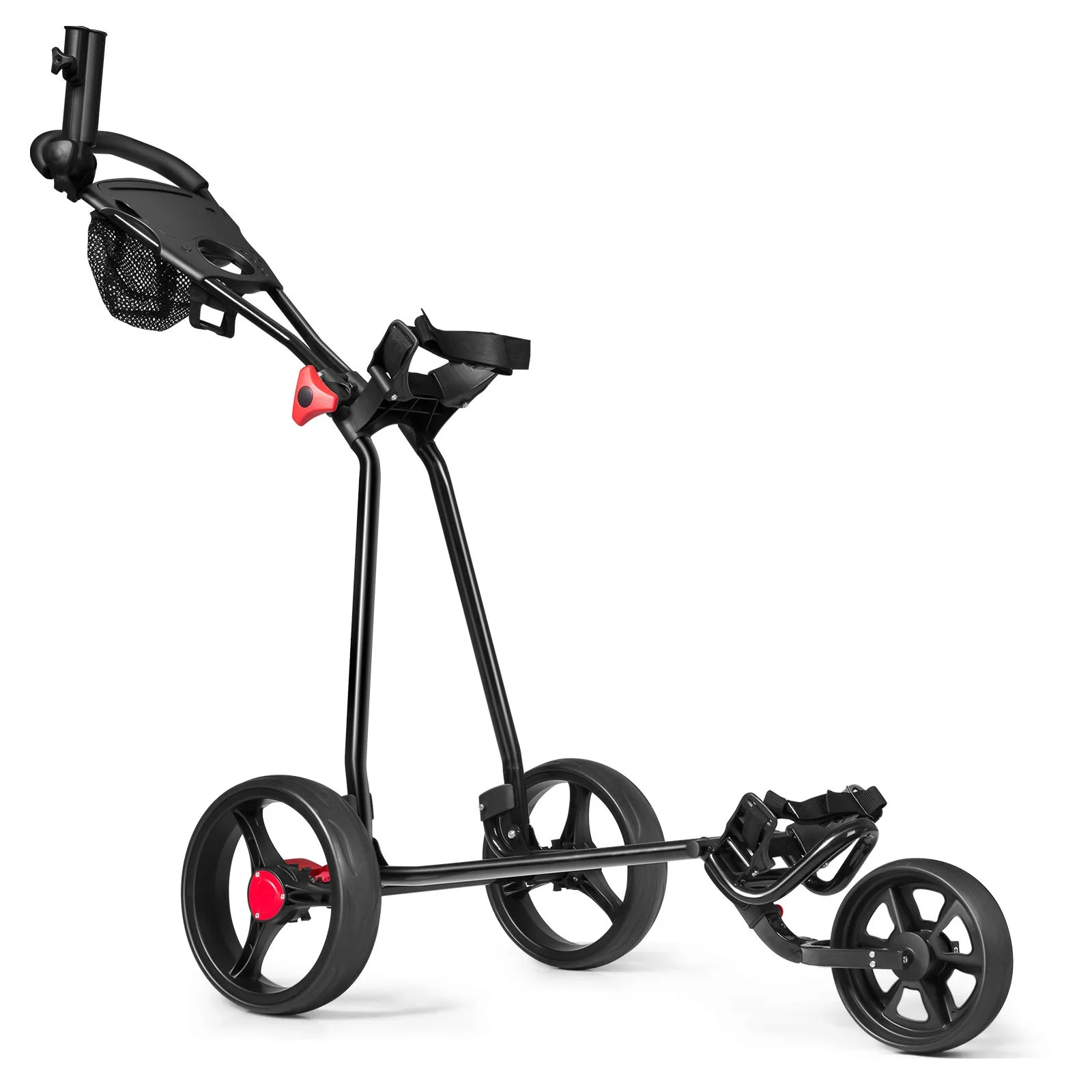 Tangkula Golf Push Cart, Lightweight Collapsible Golf Pull Cart, 3 Wheels Golf Trolley with Foot Brake Umbrella Holder & Cup Holder