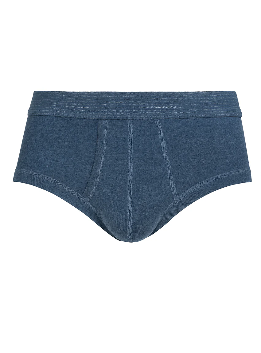Slip ouvert homme uni en coton bleu
