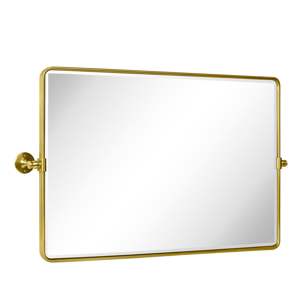 Lutalo Horizontal Beveled Bathroom / Vanity Mirror Mercer41 Finish: Brushed Gold, Size: 24