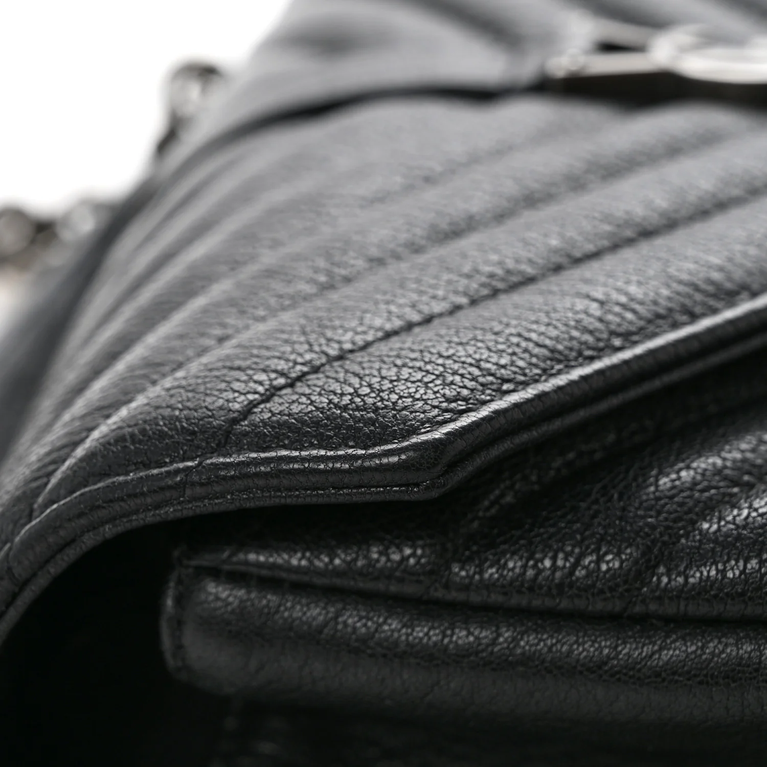 Sheepskin Matelasse Chevron Monogram Medium College Bag Black