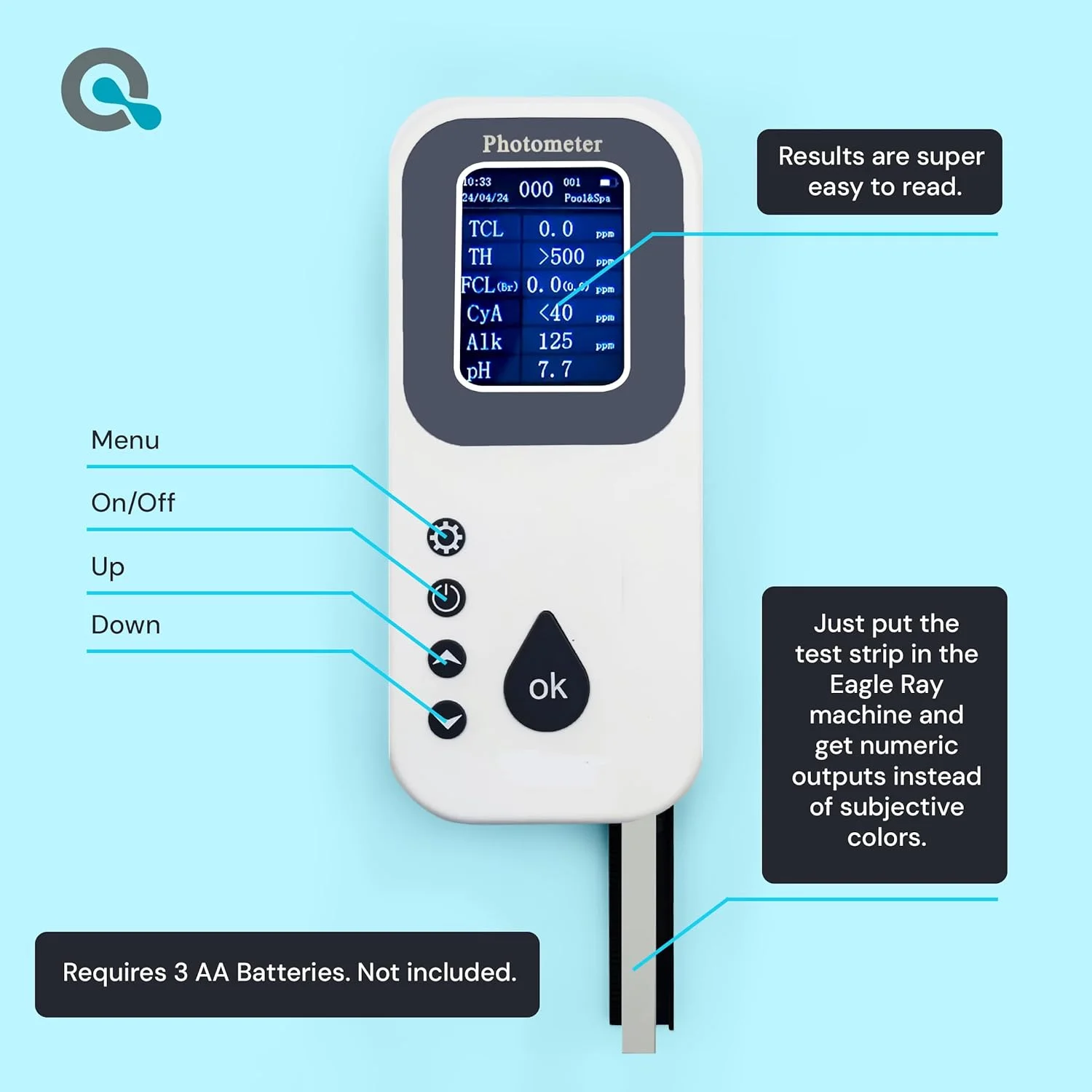 Digital Water Testing Kit Digital Hot Tub Water Tester for Pool Digital Chlorine Tester for Pool by with Water Analyzer and Test Strips - Image 6
