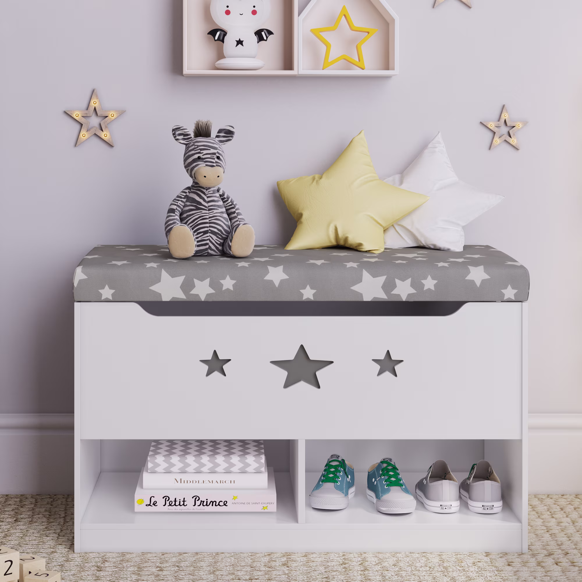 Wooden Toy Box Spacious Storage for Home Organization, White(White) - Image 7