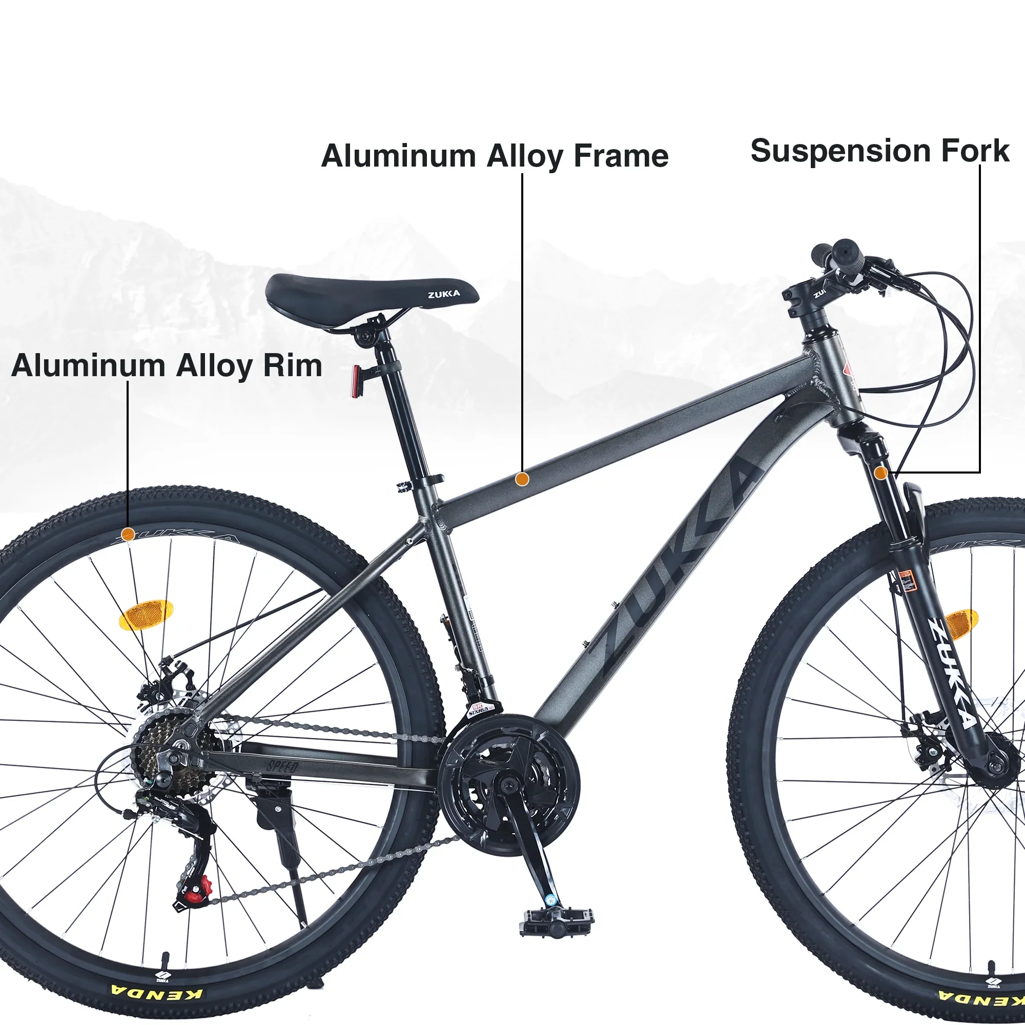 POVANLI  27.5 Inch Mountain Bike Adult Full Shimano 21 Speed Mountain Bike, Dual Disc Brake, Aluminum Frame Disc Brake, Front Suspension, Mountain biking for both men and women, Grey (Gift)