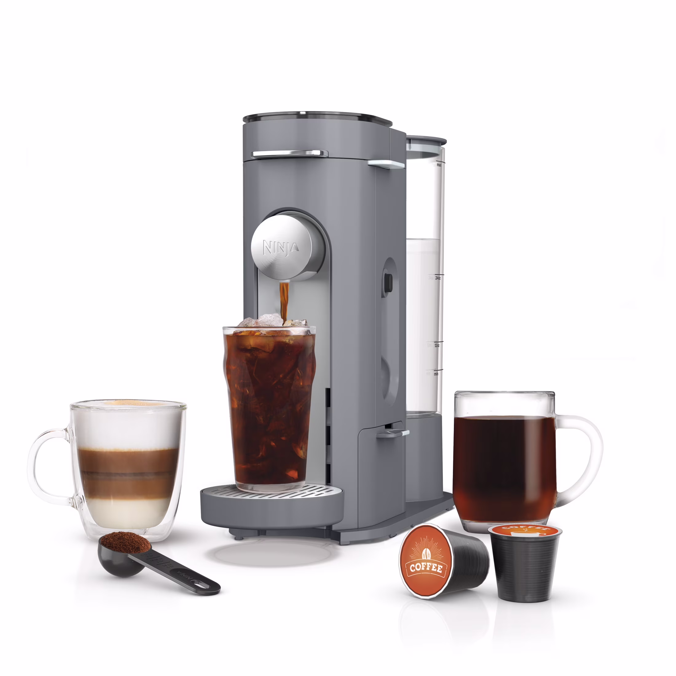 Pods Grounds Single Serve Coffee Brewer, Steam Grey(Gray)