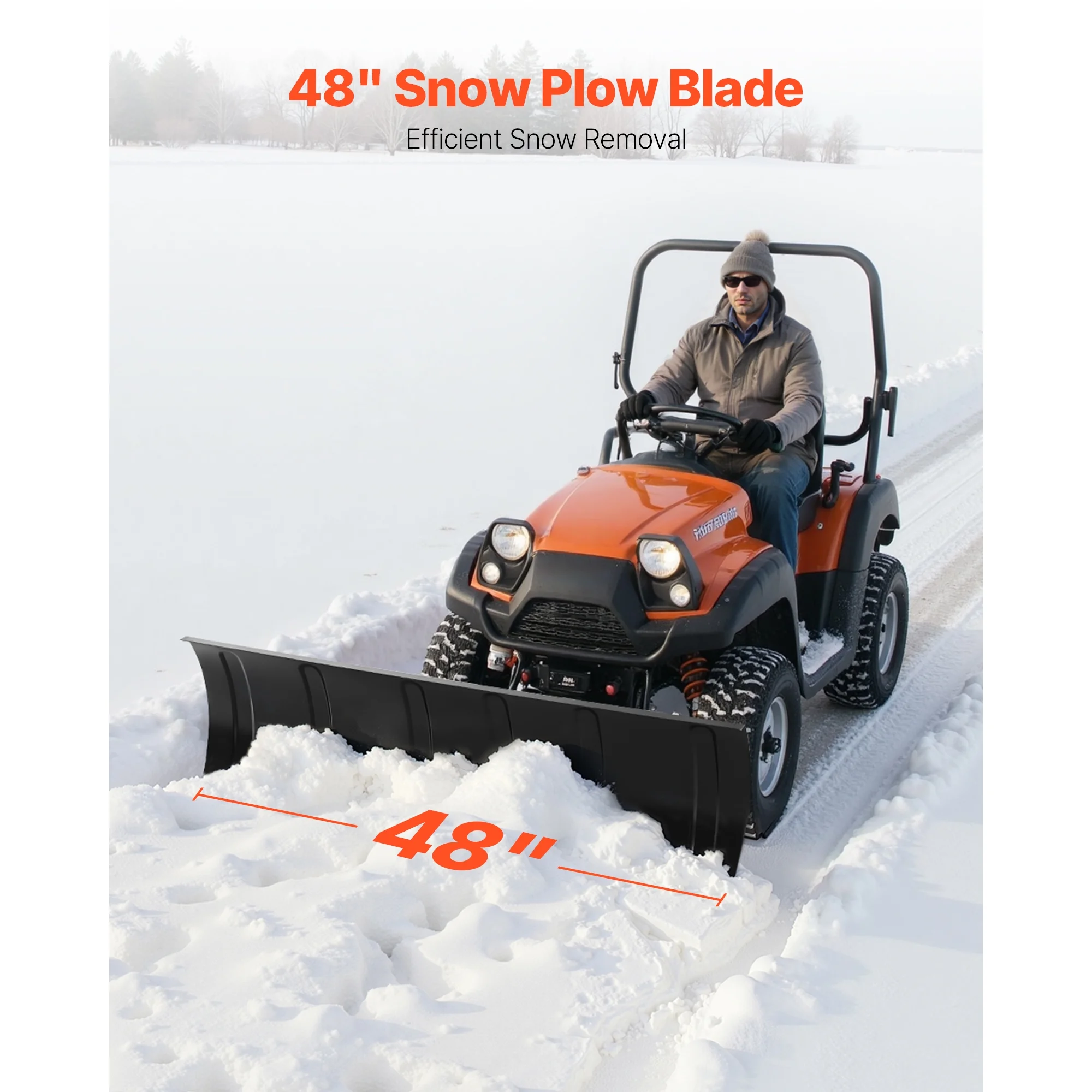 KFFKFF 48 - Inch Universal Snow Plow Kit, Adjustable Height and Angle, Quick - Release Design, Durable Steel Blade, Three Mounting Options, Ideal for Clearing Snow with Atvs and Utvs
