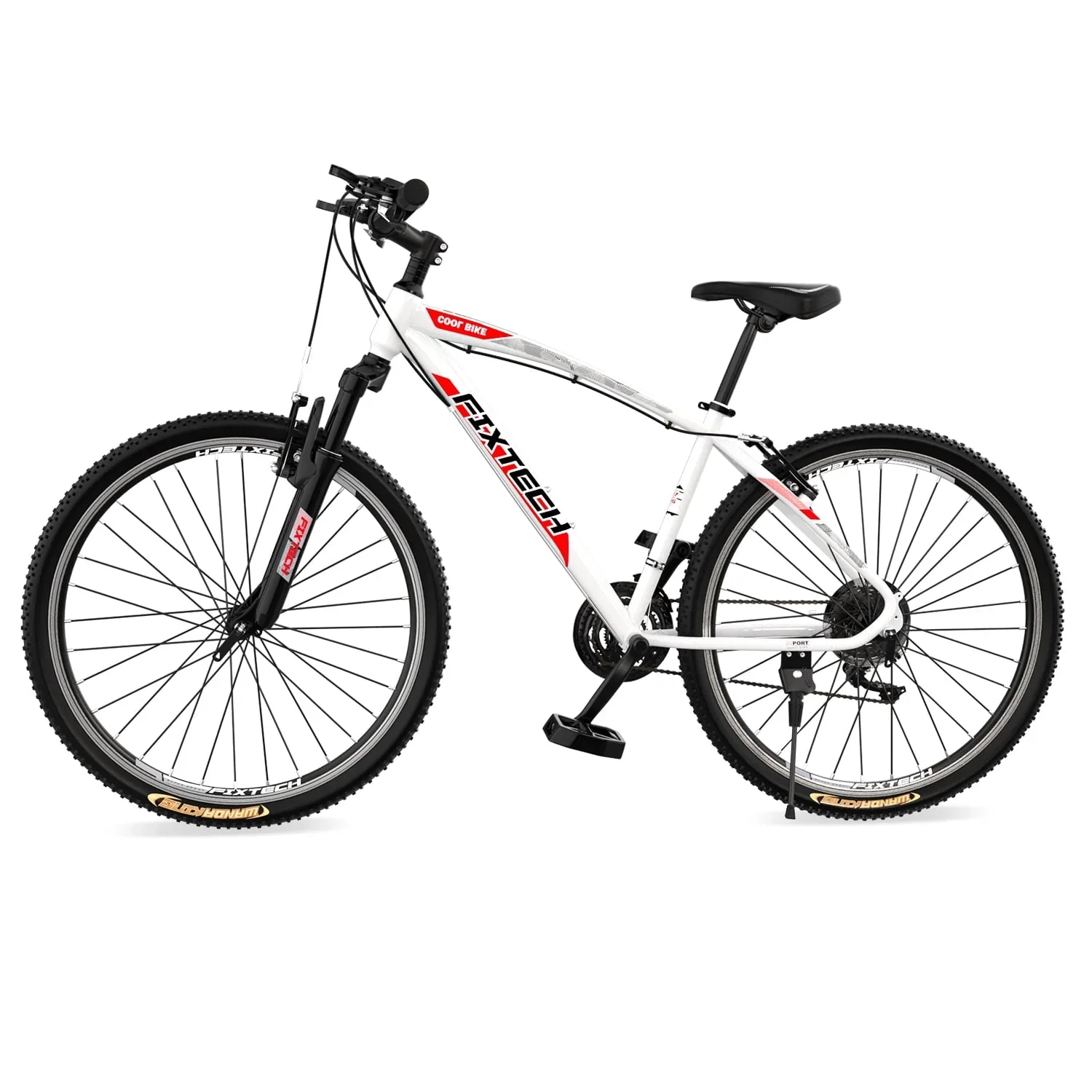FIXTECH 26'' Mountain Bike, Shimano 21 Speed MTB Bicycle for Adults, White