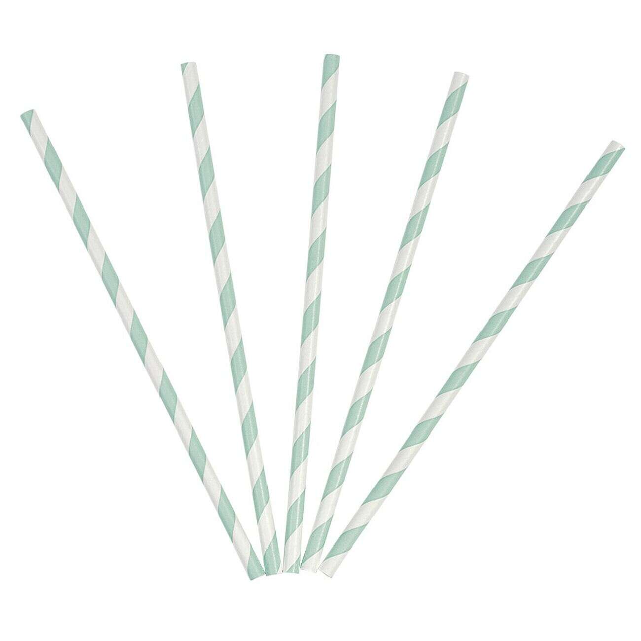 Paille en papier motif chevron blanc et vert x20