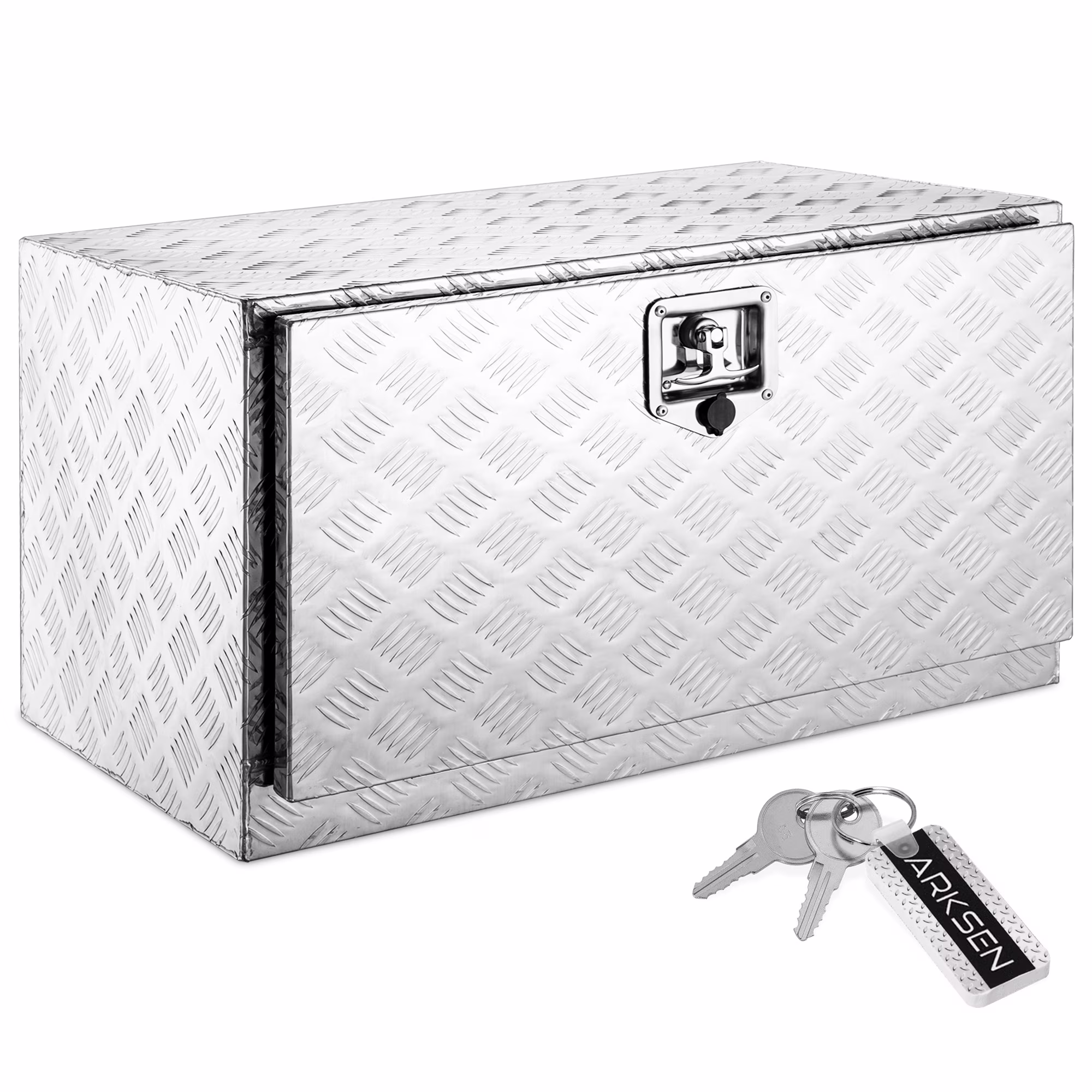 ARKSEN 30 Aluminum Truck Underbody ToolBox w/ T-Handle Latch Durable Pickup Trailer Storage Organizer Tool Box Key Lock, Silver