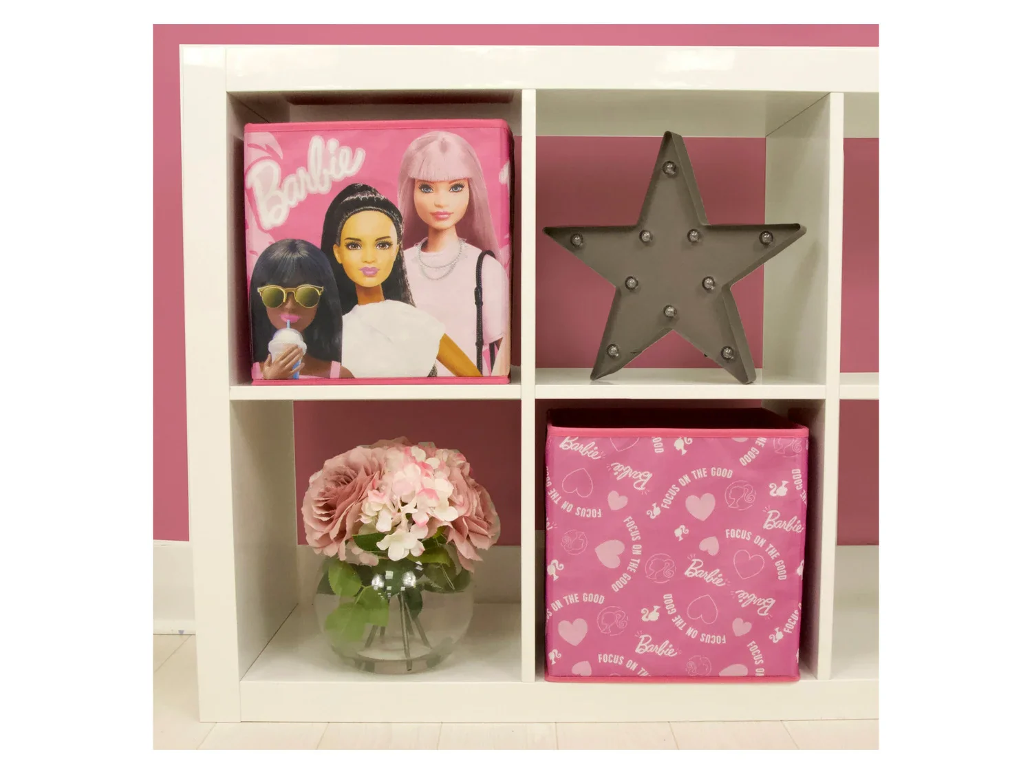 Barbie Lot de 2 botes de rangement, 30 x 30 x 30 cm
