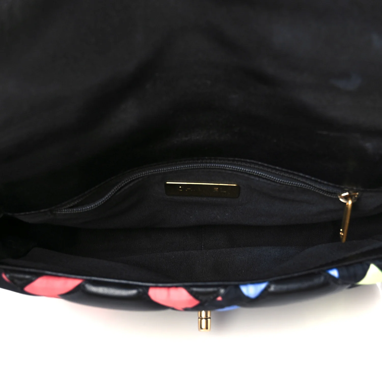 Lambskin Printed Fabric Medium Chanel 19 Flap Black Multicolor