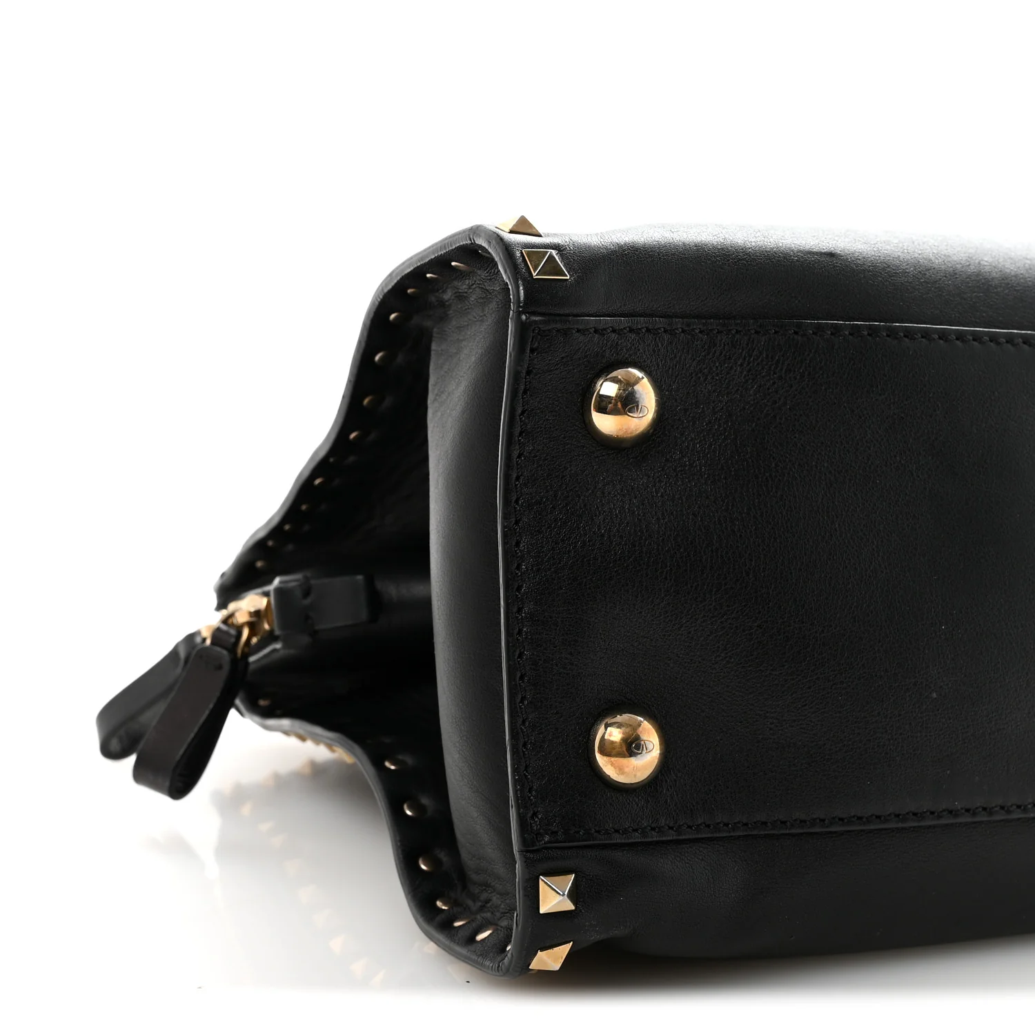 Vitello Rockstud Dome Shopper Black