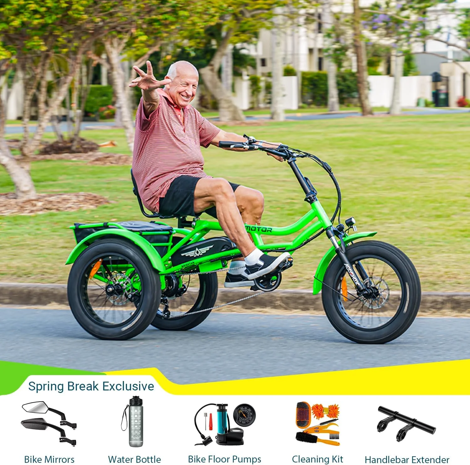 Addmotor M - 360II Semi - Recumbent Electric Trike, 85MI, Fat Tire 3 Wheel Electric Bike for Adults, 750W 48V 20ah Electric Tricycle for Seniors, 20