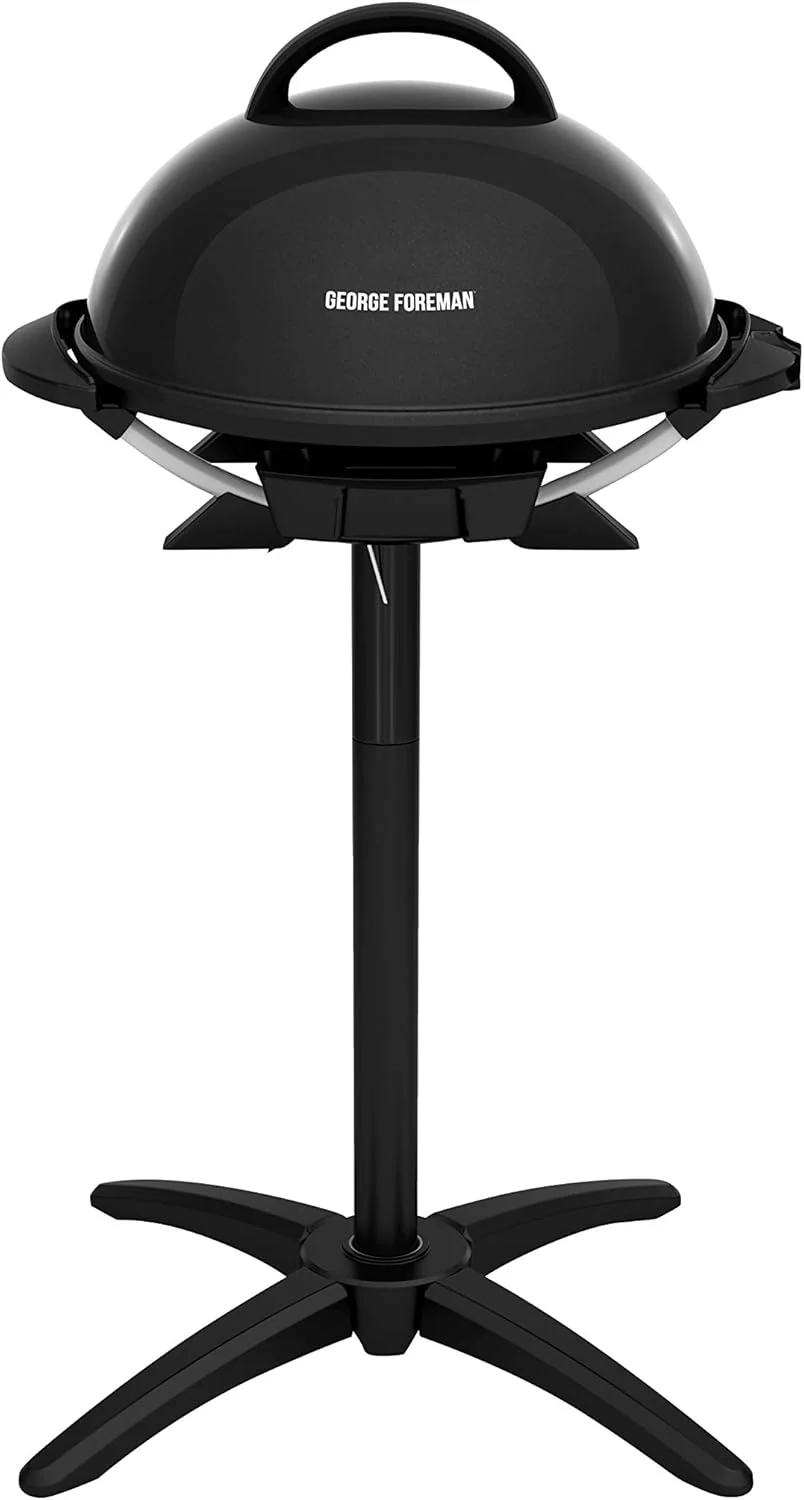 Gril électrique George Foreman pour terrasse intérieure/extérieure, idéal pour les appartements, 15 portions, support amovible, noir