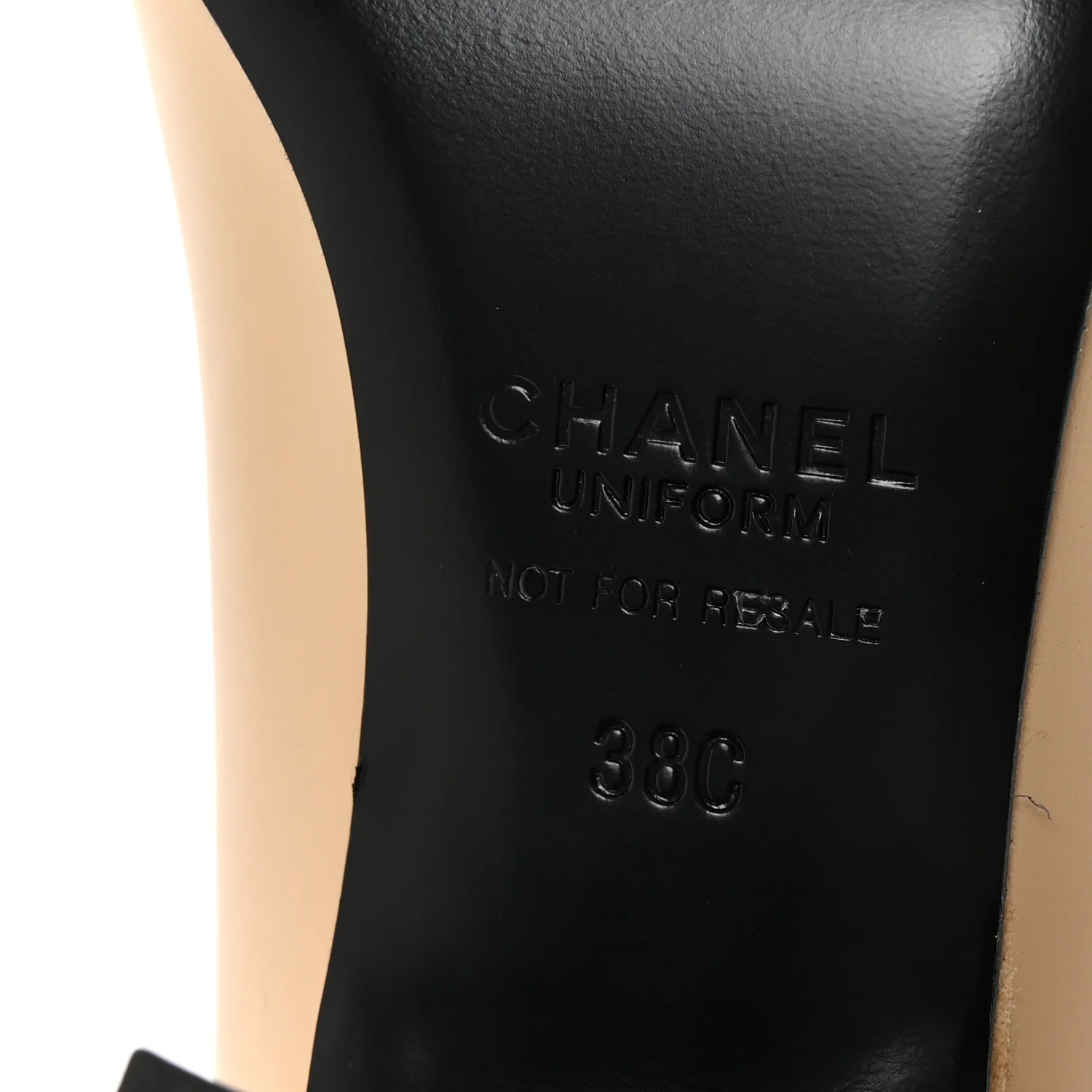 Lambskin Cap Toe CC Uniform Pumps 38 Beige Black