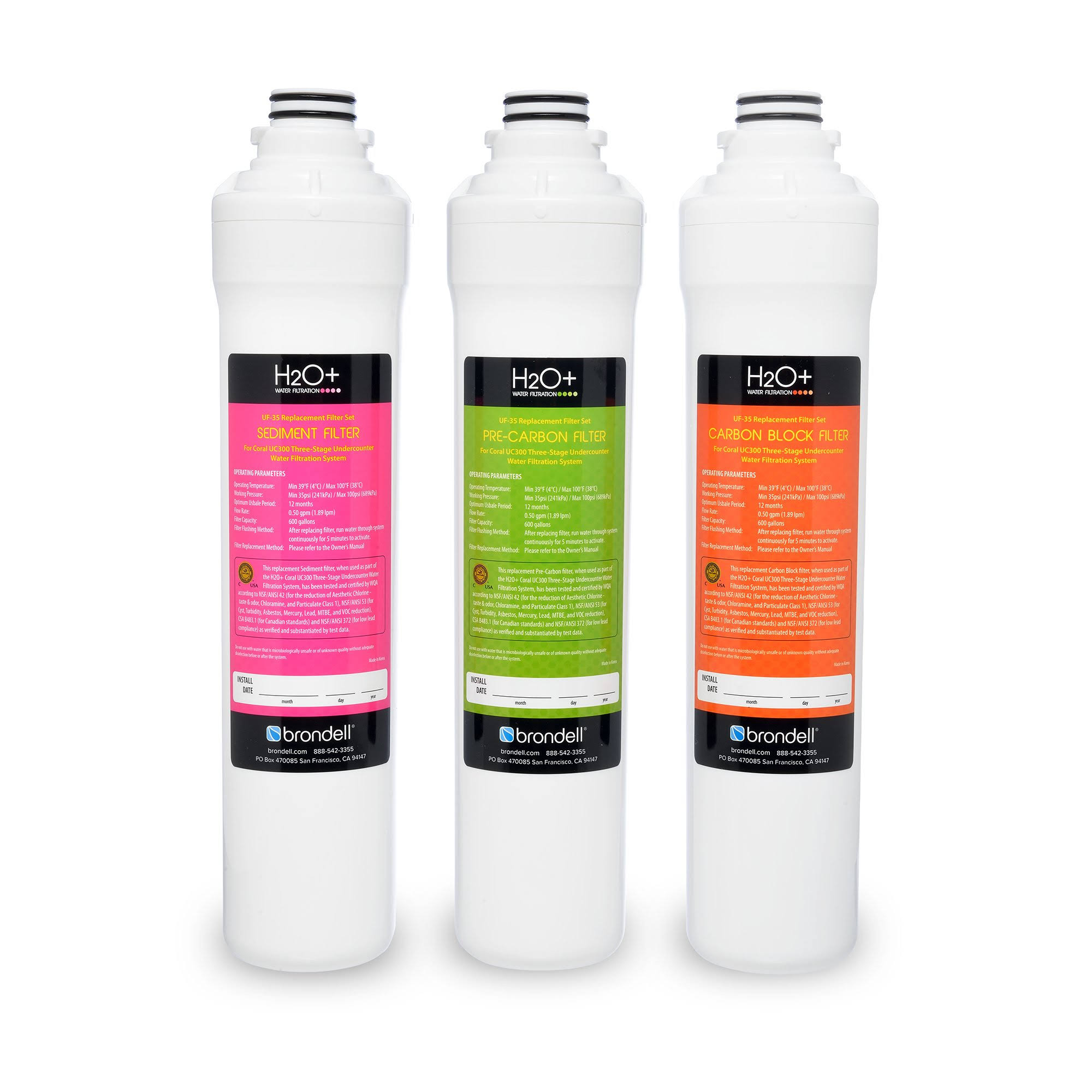 Brondell H2o+ Coral Three-Stage Replacement Filter Set